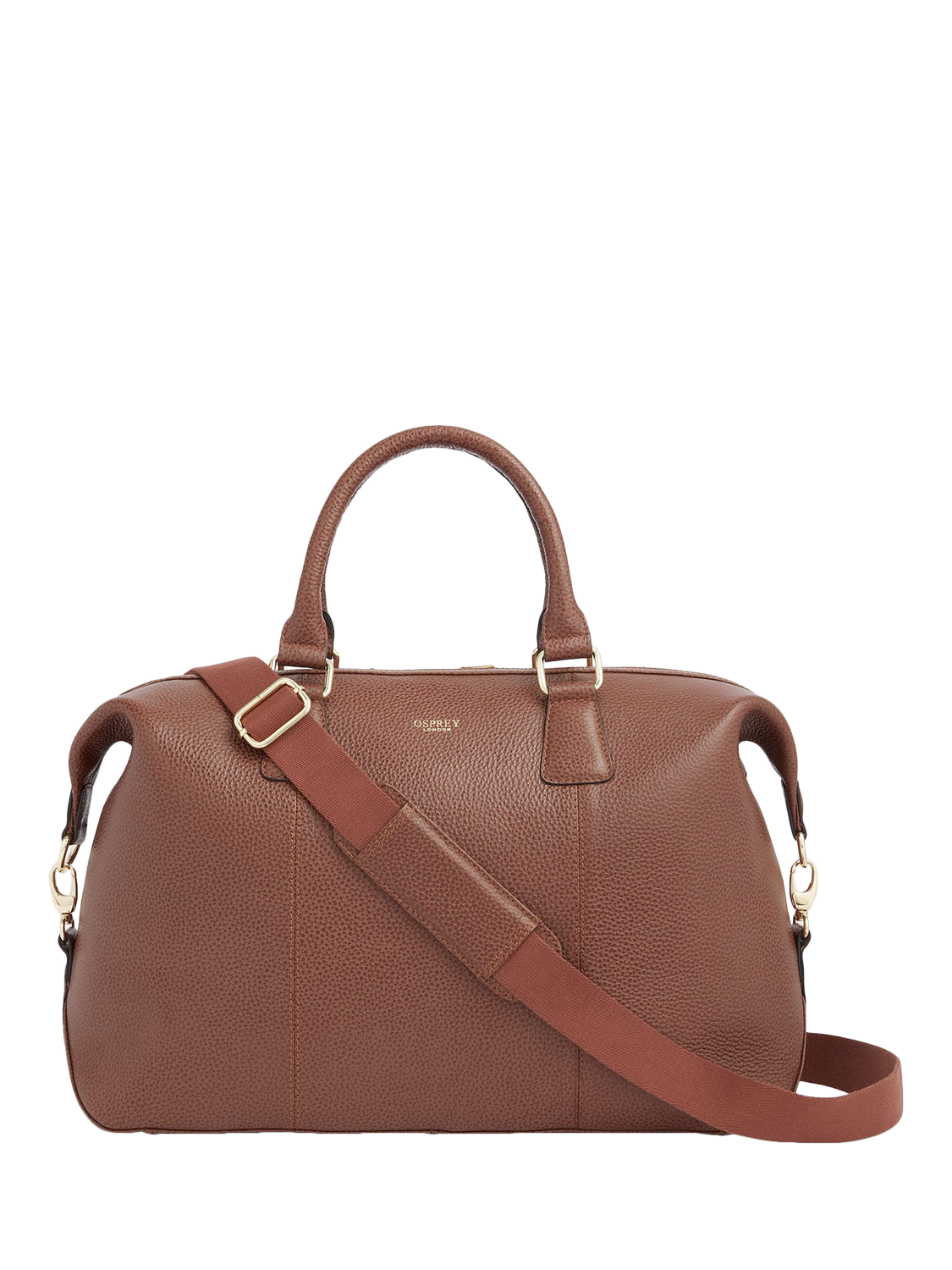 Product image 1 of 6, which shows OSPREY LONDON Adaline Leather Weekender Bag, Tan