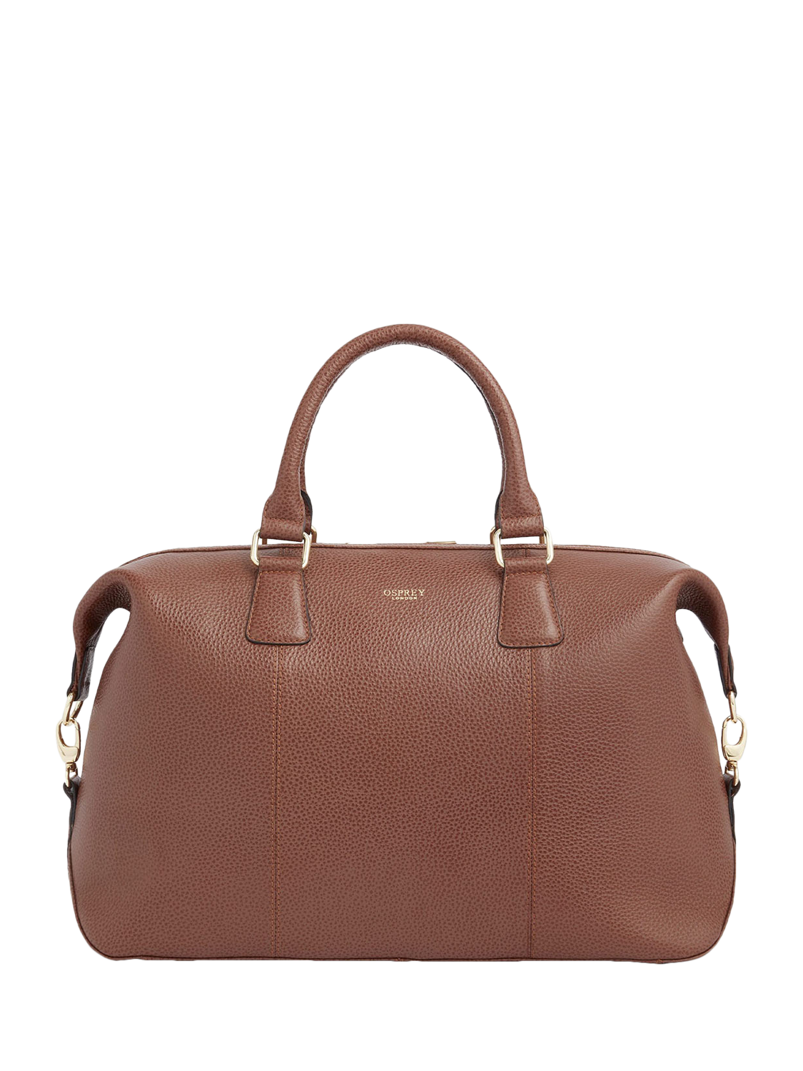 Product image 2 of 6, which shows OSPREY LONDON Adaline Leather Weekender Bag, Tan