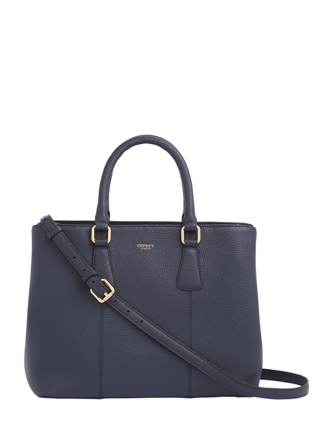 Product image 1 of 6, which shows OSPREY LONDON Adaline Leather Workbag, Navy