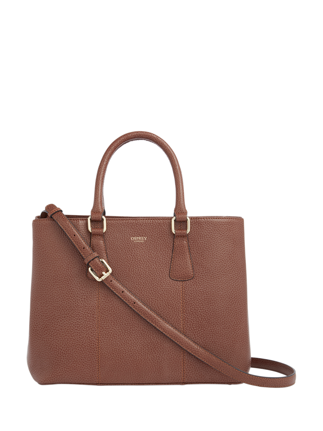 Product image 1 of 6, which shows OSPREY LONDON Adaline Leather Workbag, Tan
