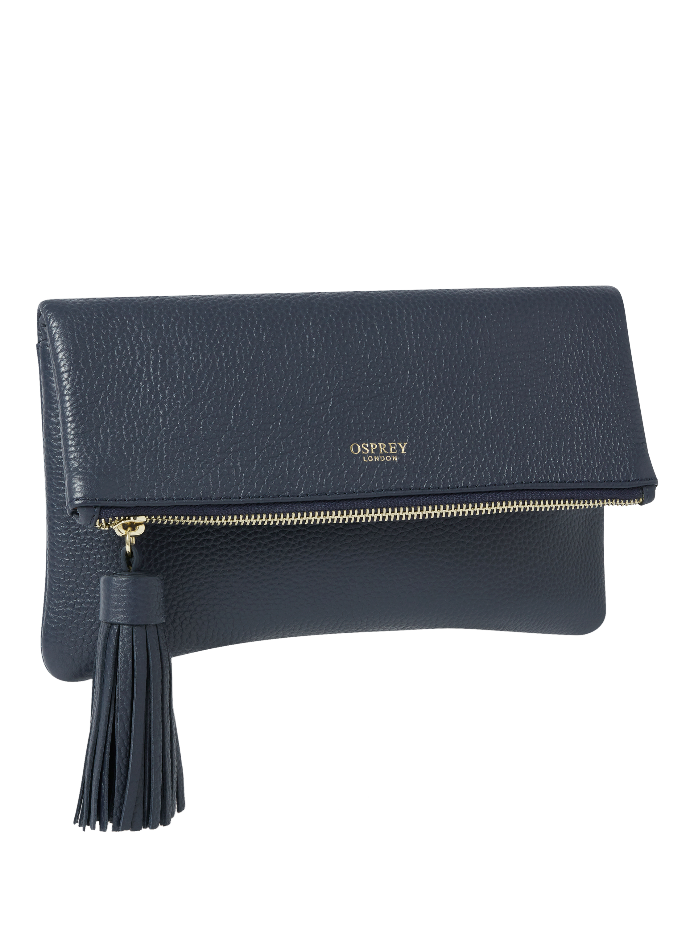 Product image 3 of 6, which shows OSPREY LONDON Bexley Leather Clutch Bag, Navy