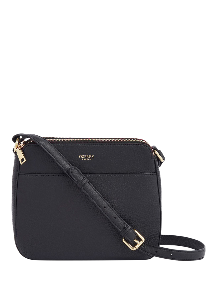 Product image 1 of 3, which shows OSPREY LONDON Buckley Leather Crossbody Bag, Black