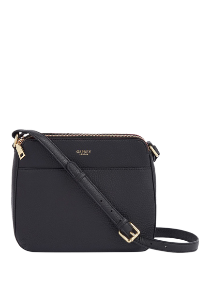 OSPREY LONDON Buckley Leather Crossbody Bag, Black