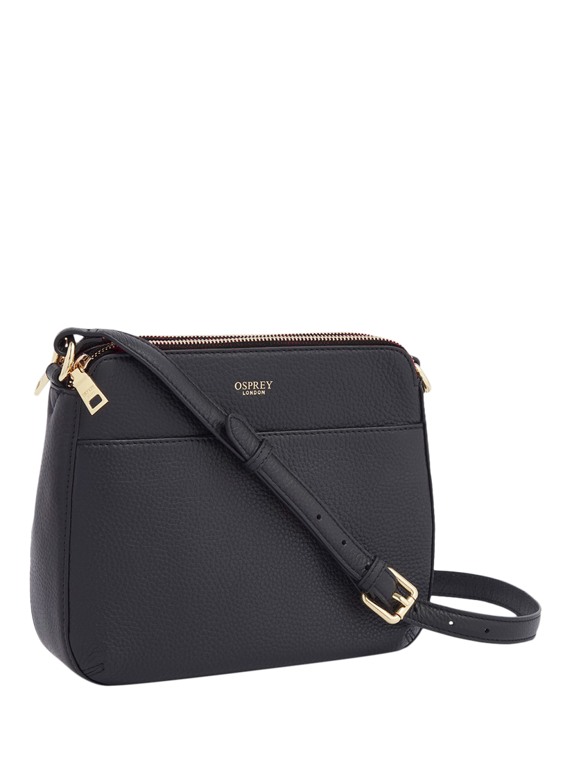 Product image 2 of 3, which shows OSPREY LONDON Buckley Leather Crossbody Bag, Black