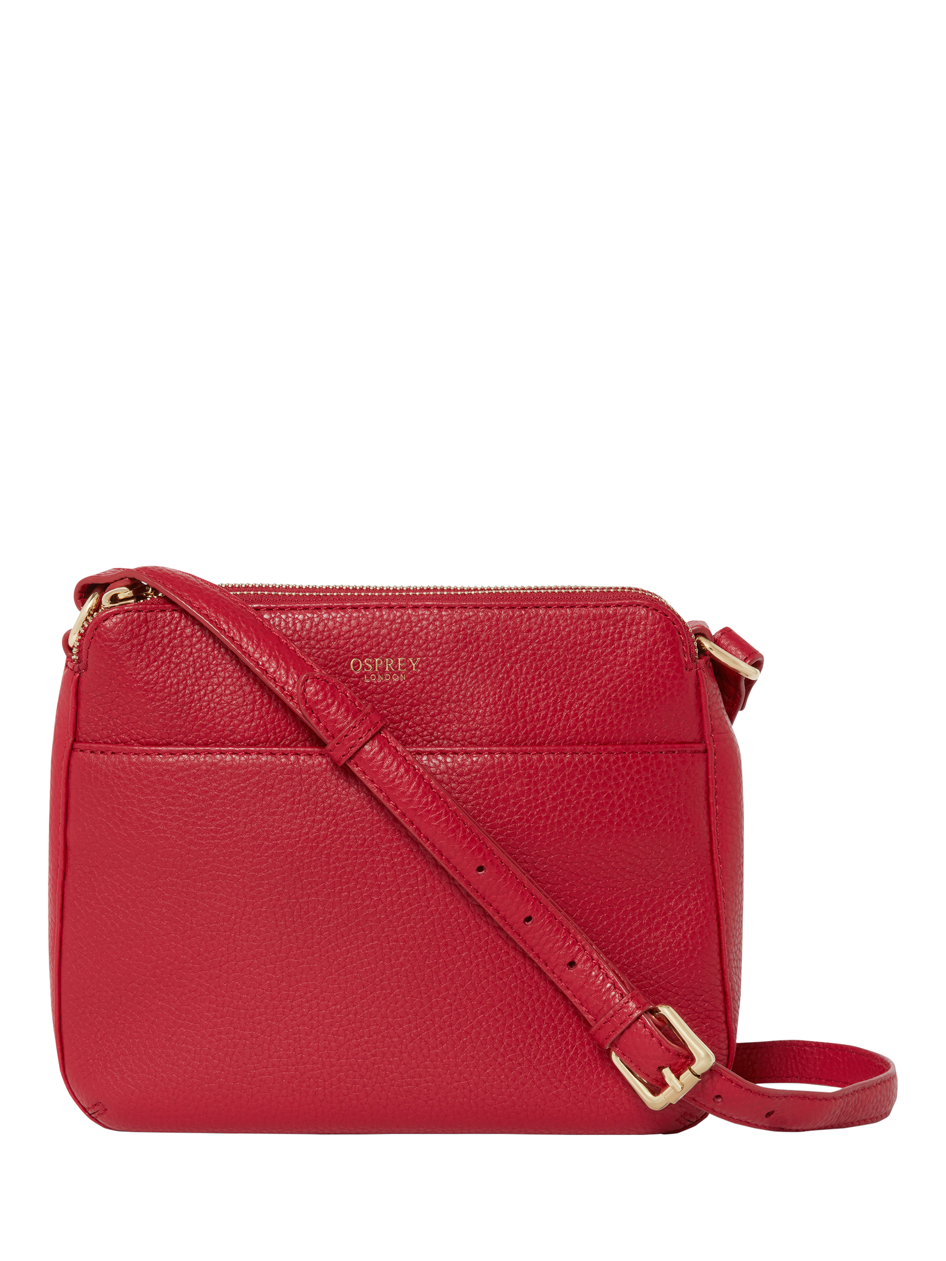 Product image 1 of 5, which shows OSPREY LONDON Buckley Leather Crossbody Bag, Cardinal
