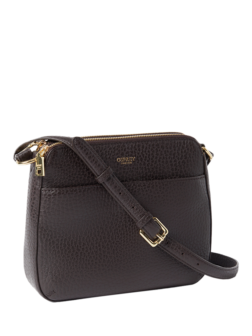 Product image 3 of 5, which shows OSPREY LONDON Buckley Leather Crossbody Bag, Chocolate