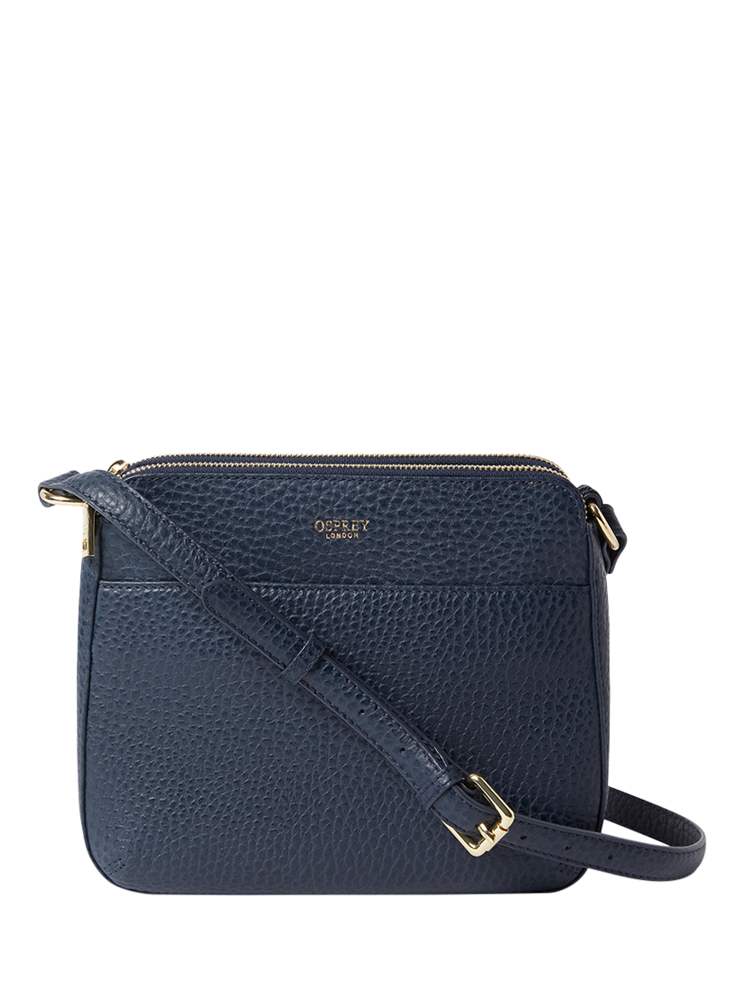 Product image 1 of 5, which shows OSPREY LONDON Buckley Leather Crossbody Bag, Navy