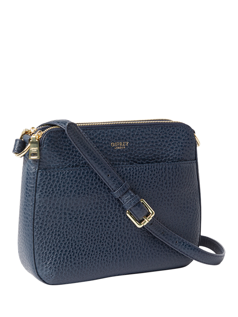 Product image 3 of 5, which shows OSPREY LONDON Buckley Leather Crossbody Bag, Navy