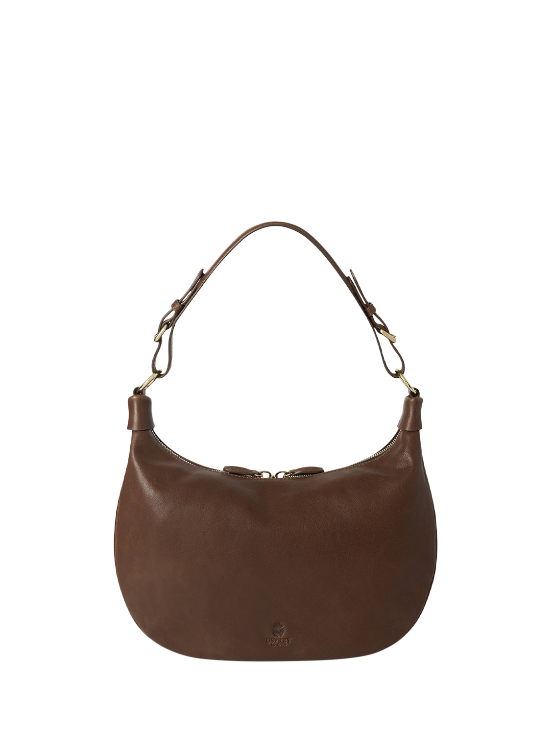 Product image 1 of 5, which shows OSPREY LONDON Burleigh Small Leather Hobo Bag, Chestnut