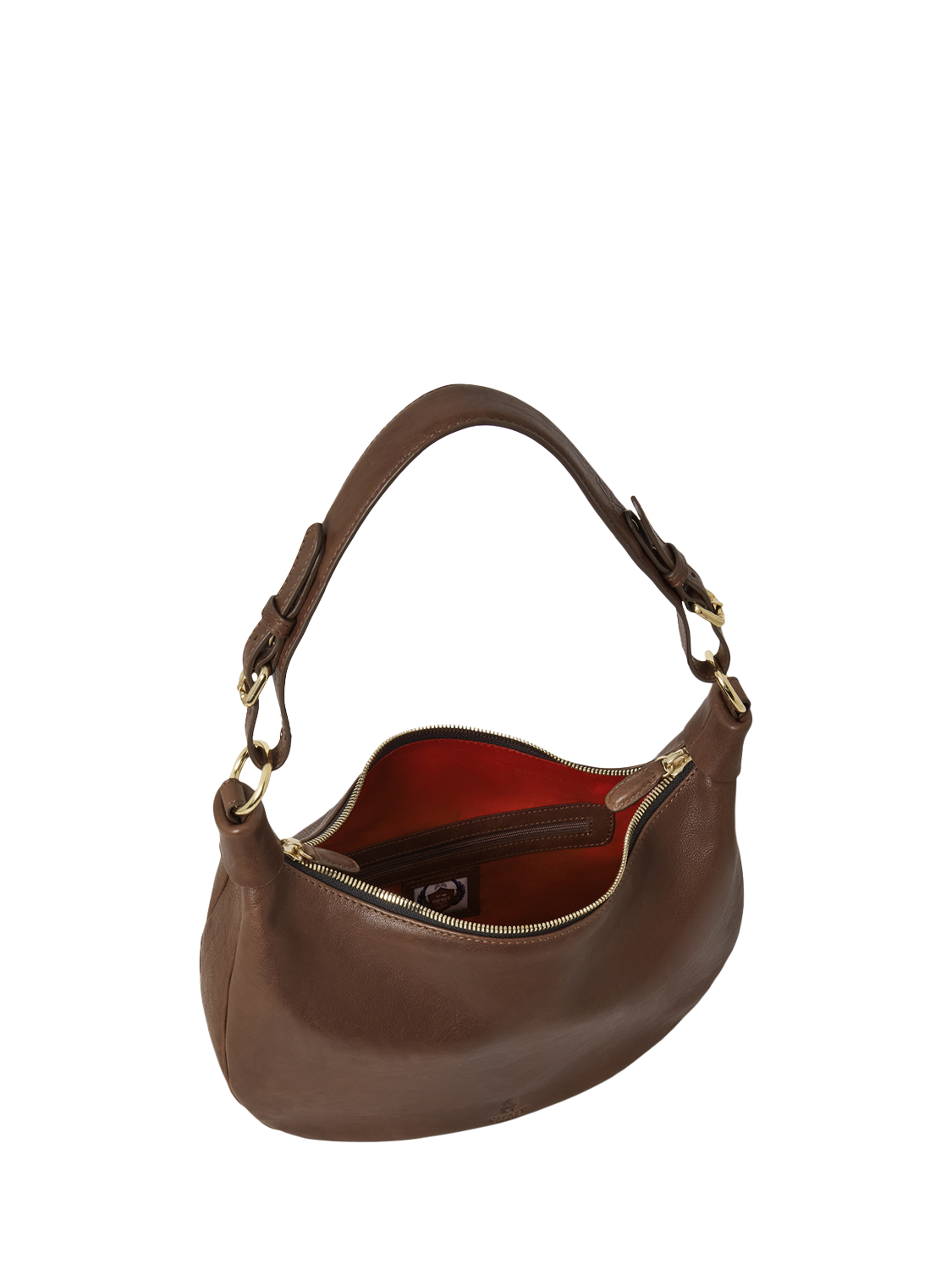 Product image 5 of 5, which shows OSPREY LONDON Burleigh Small Leather Hobo Bag, Chestnut