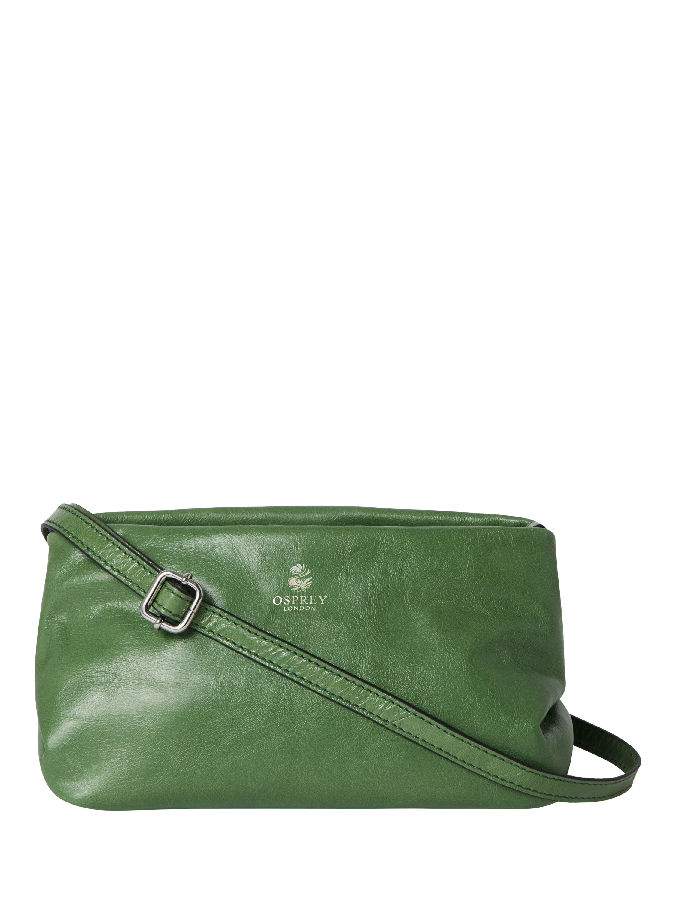 Product image 2 of 6, which shows OSPREY LONDON Carina Leather Shrug Bag, Pea Green