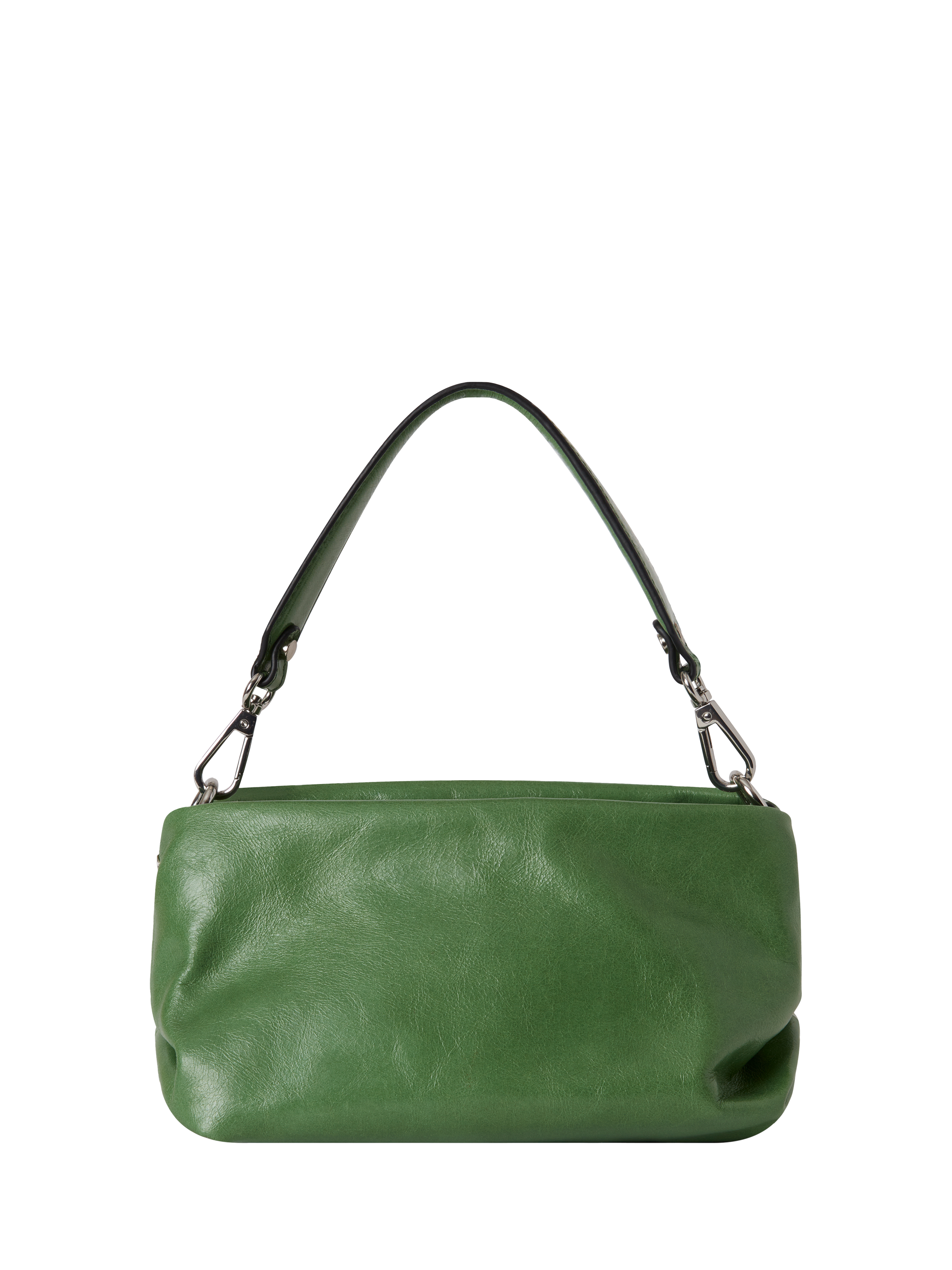 Product image 3 of 6, which shows OSPREY LONDON Carina Leather Shrug Bag, Pea Green
