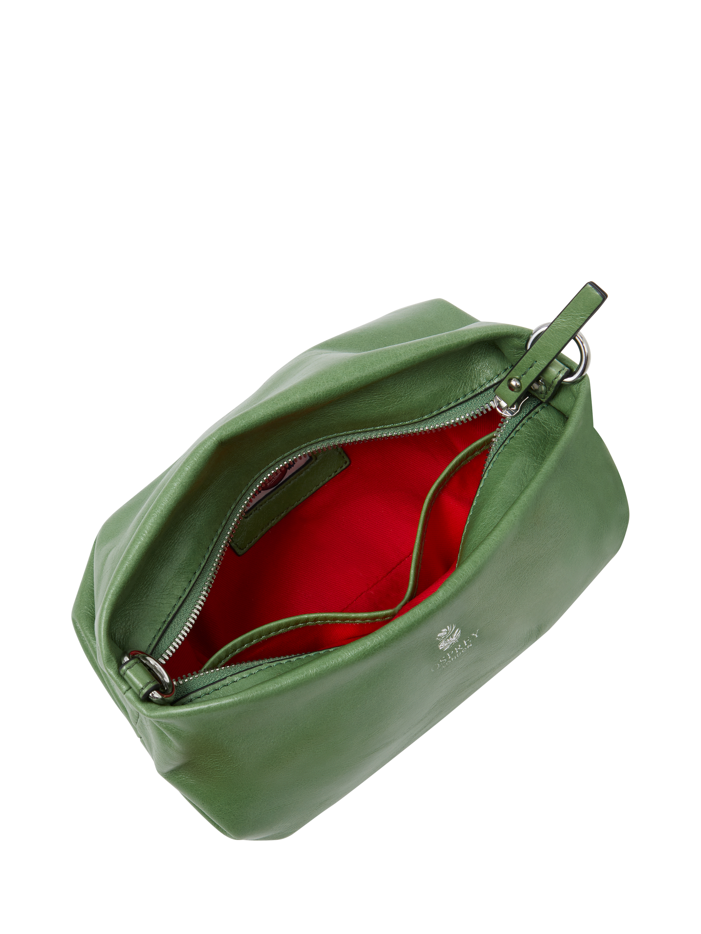 Product image 6 of 6, which shows OSPREY LONDON Carina Leather Shrug Bag, Pea Green