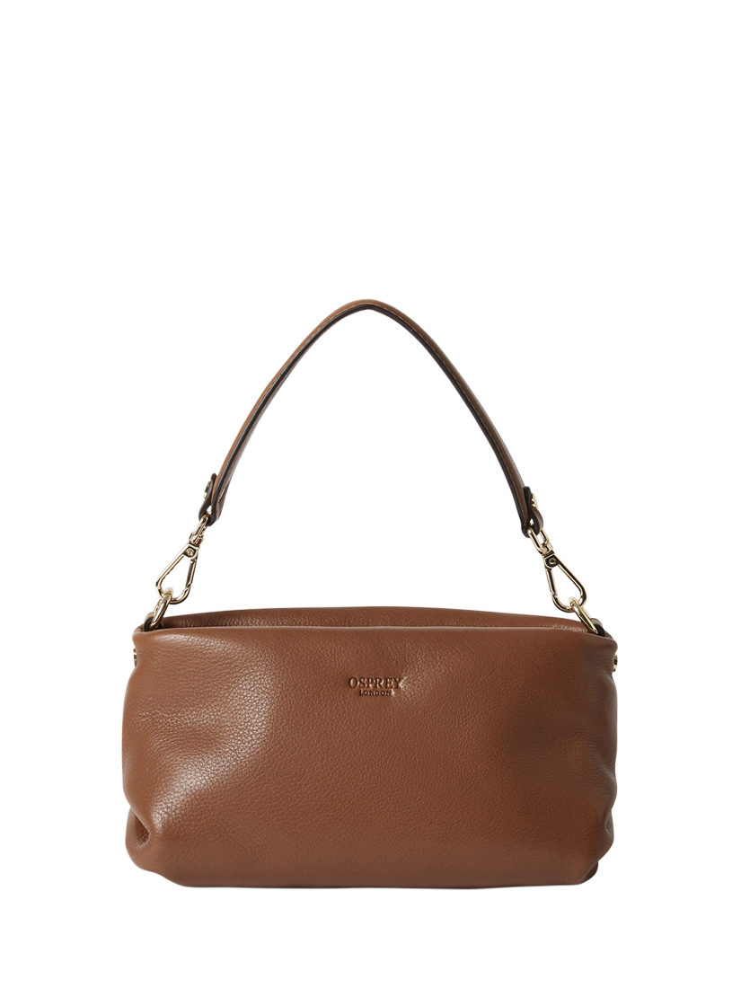 Product image 1 of 5, which shows OSPREY LONDON Carina Leather Shrug Bag, Tan