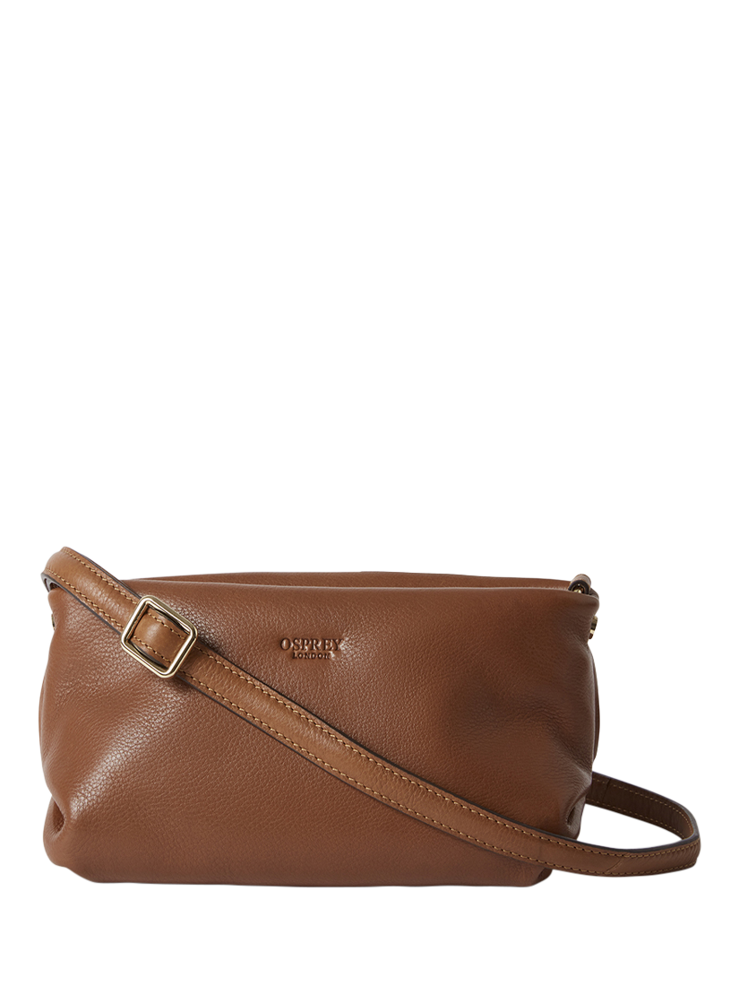 Product image 2 of 5, which shows OSPREY LONDON Carina Leather Shrug Bag, Tan