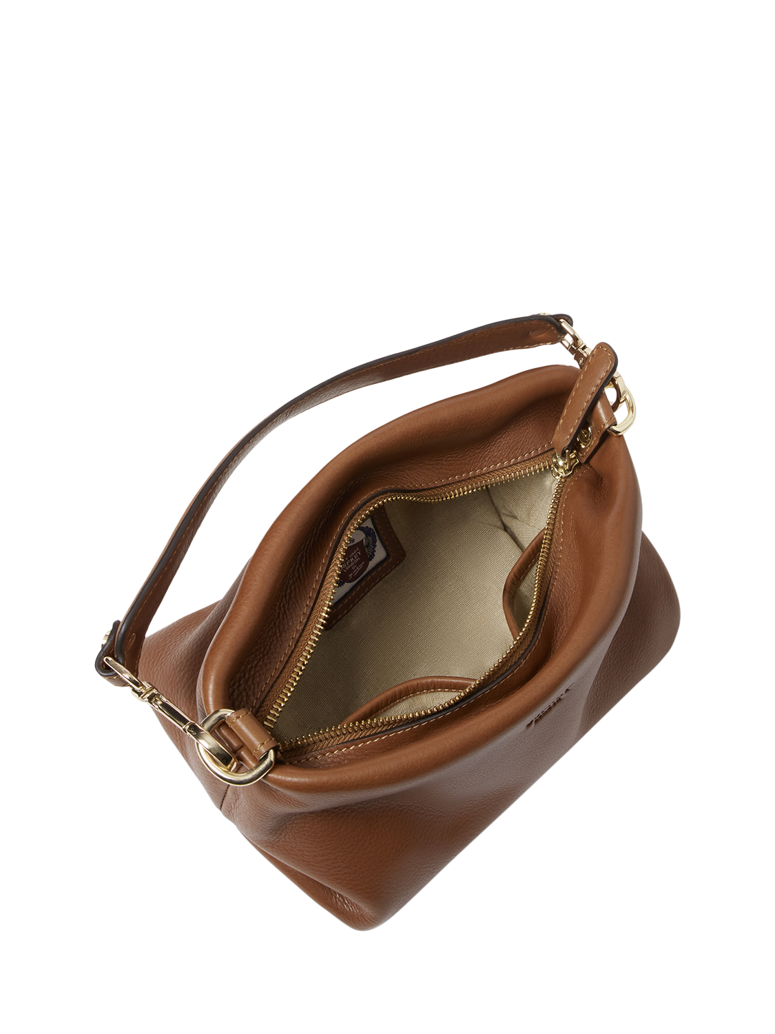 Product image 5 of 5, which shows OSPREY LONDON Carina Leather Shrug Bag, Tan