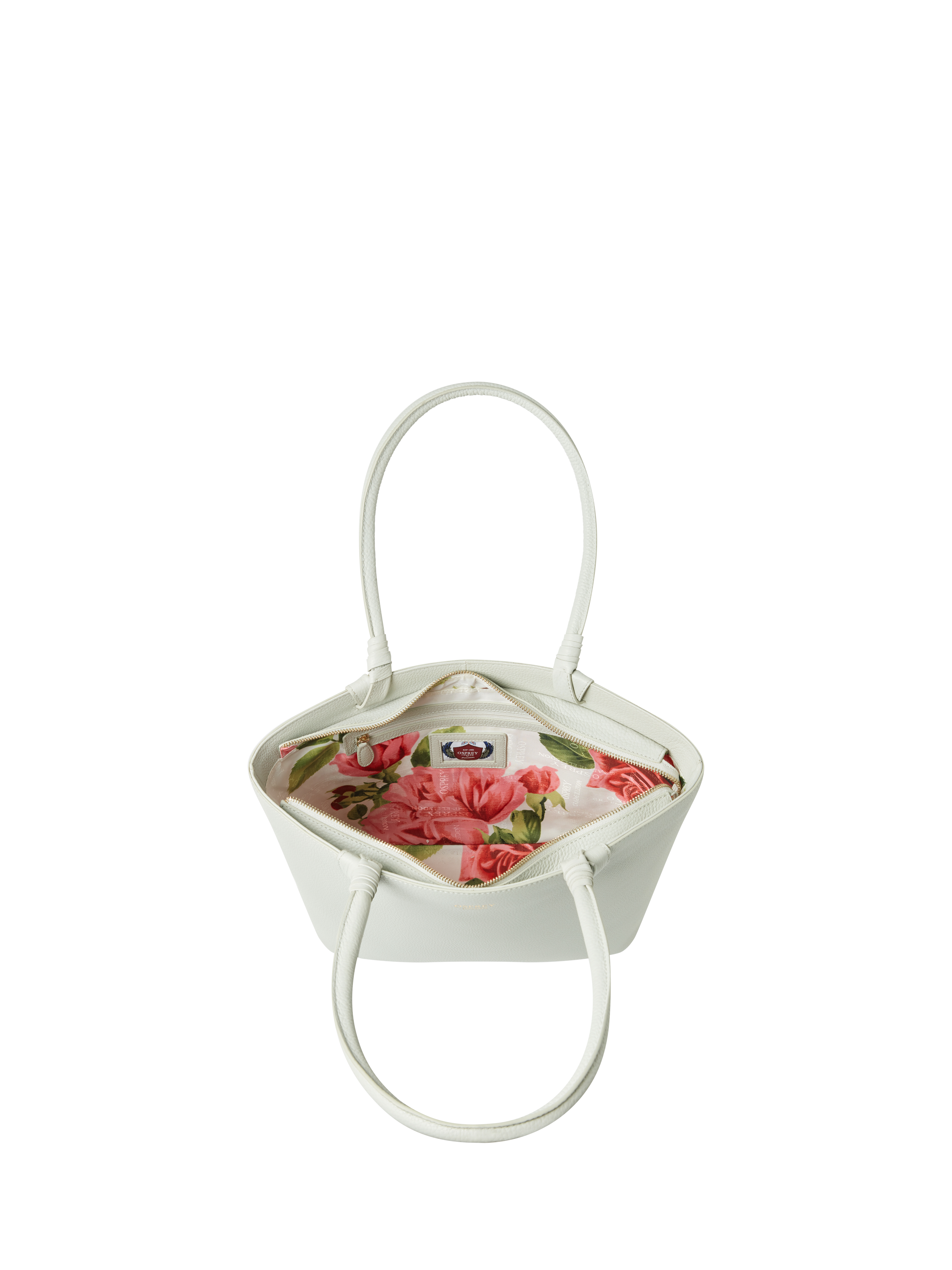 Product image 5 of 5, which shows OSPREY LONDON Collier Leather Zip Top Tote Bag, Natural