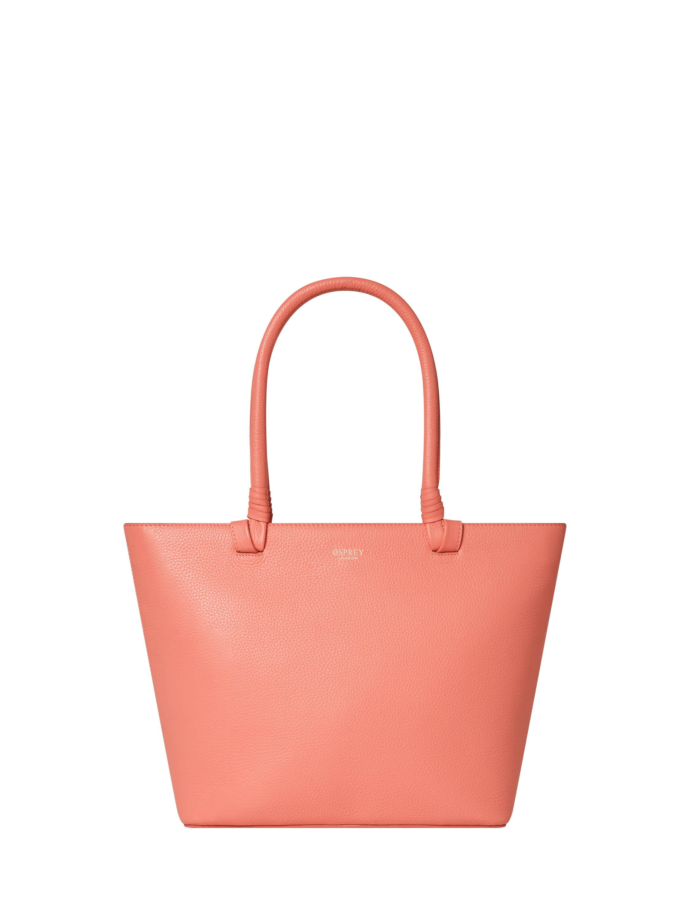 Product image 1 of 5, which shows OSPREY LONDON Collier Leather Tote Bag, Peach