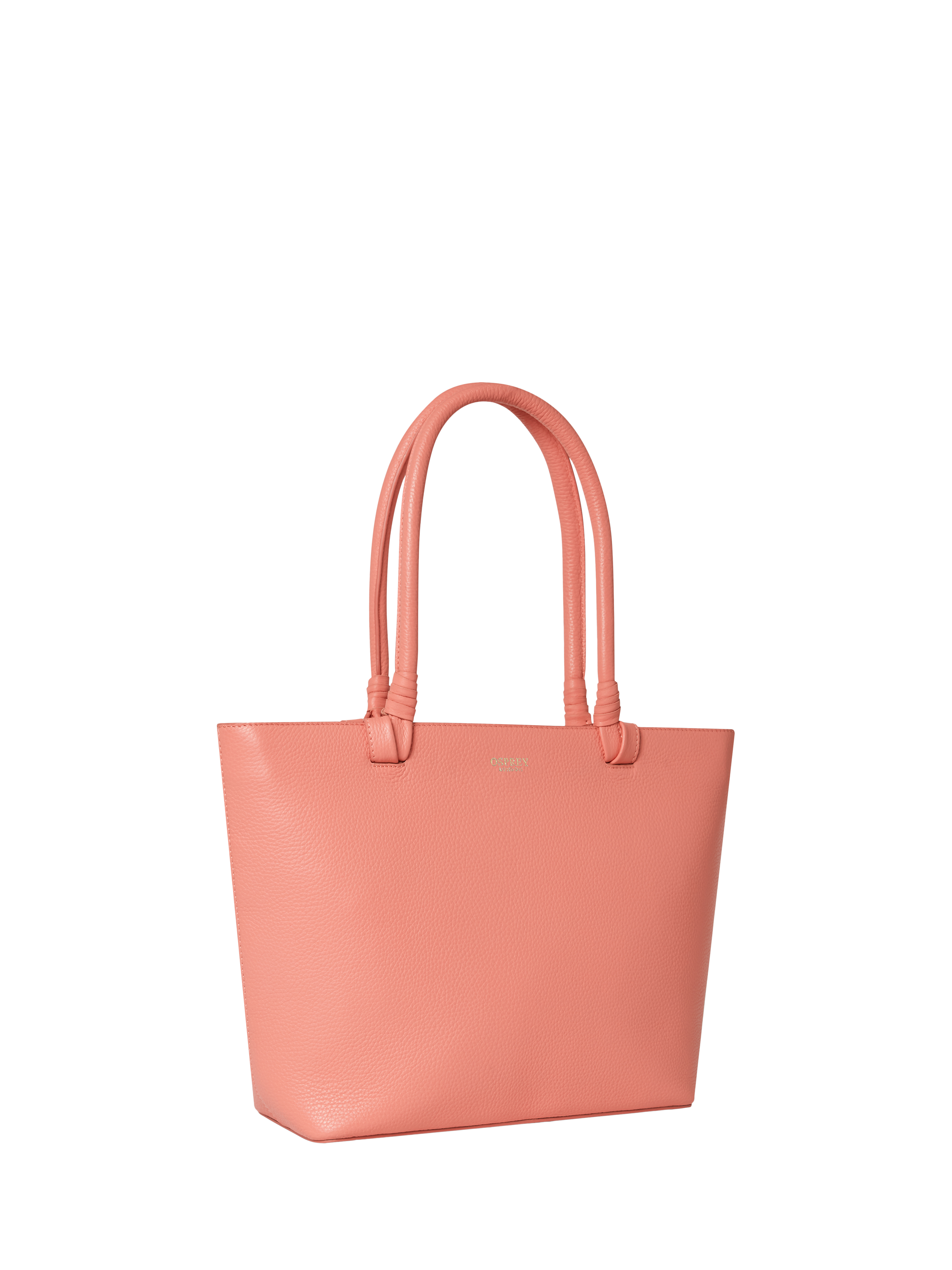 Product image 3 of 5, which shows OSPREY LONDON Collier Leather Tote Bag, Peach