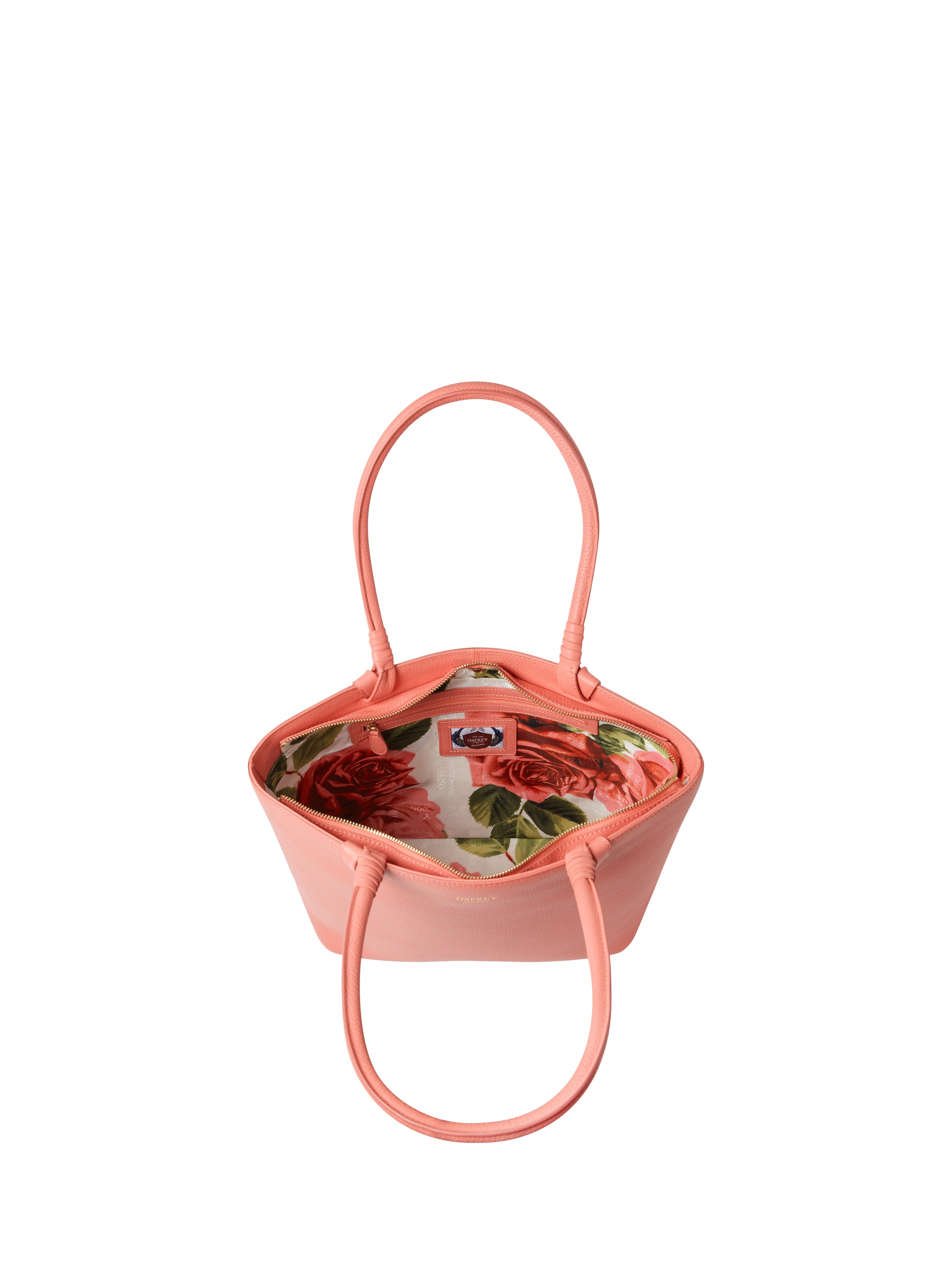 Product image 5 of 5, which shows OSPREY LONDON Collier Leather Tote Bag, Peach