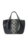 OSPREY LONDON Dakota Leather Woven Tote Bag, Black