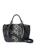 OSPREY LONDON Dakota Leather Woven Tote Bag, Black