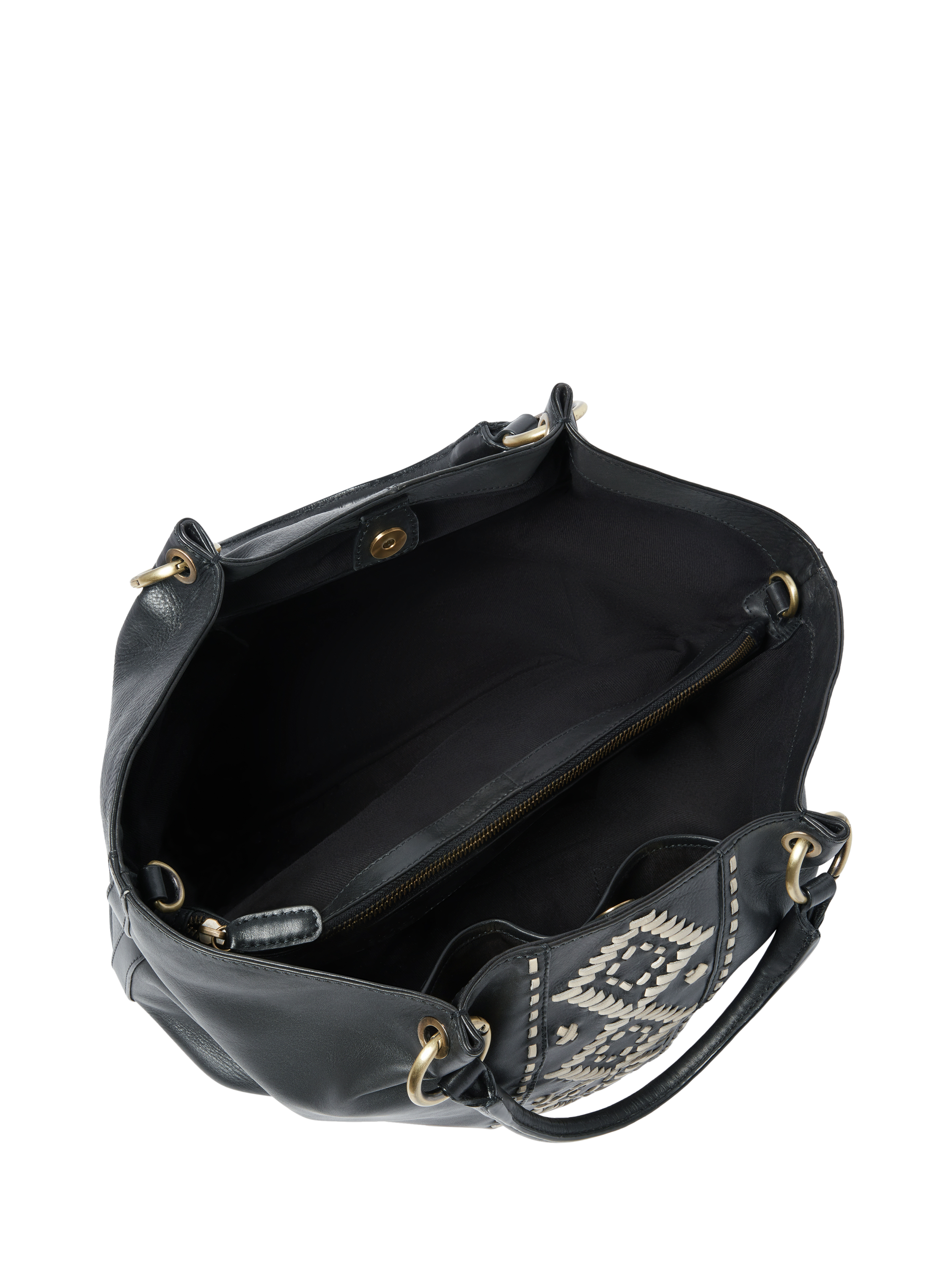 Product image 5 of 5, which shows OSPREY LONDON Dakota Leather Woven Tote Bag, Black