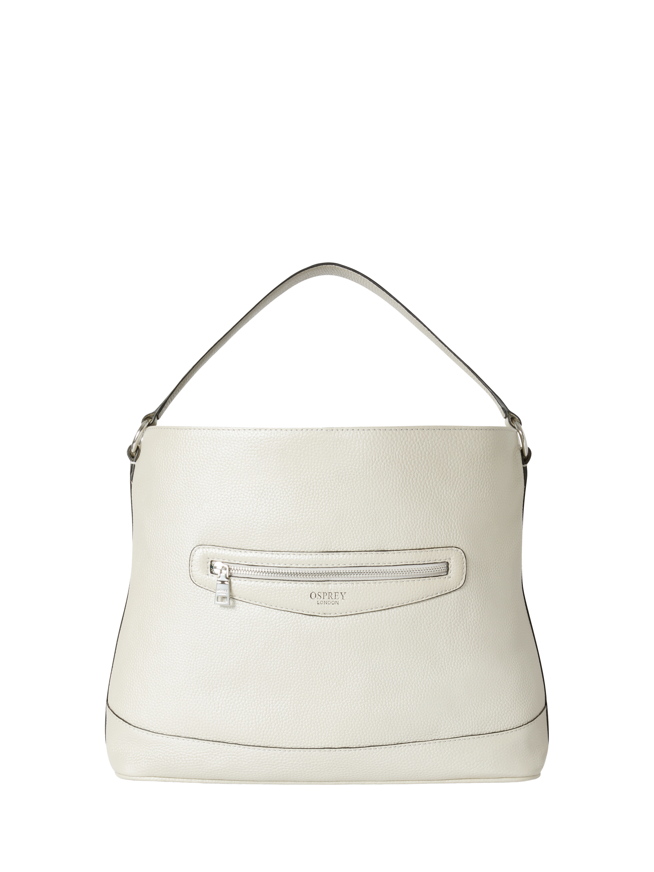 Product image 2 of 6, which shows OSPREY LONDON Hendrix Leather Oversized Hobo Bag, Silver