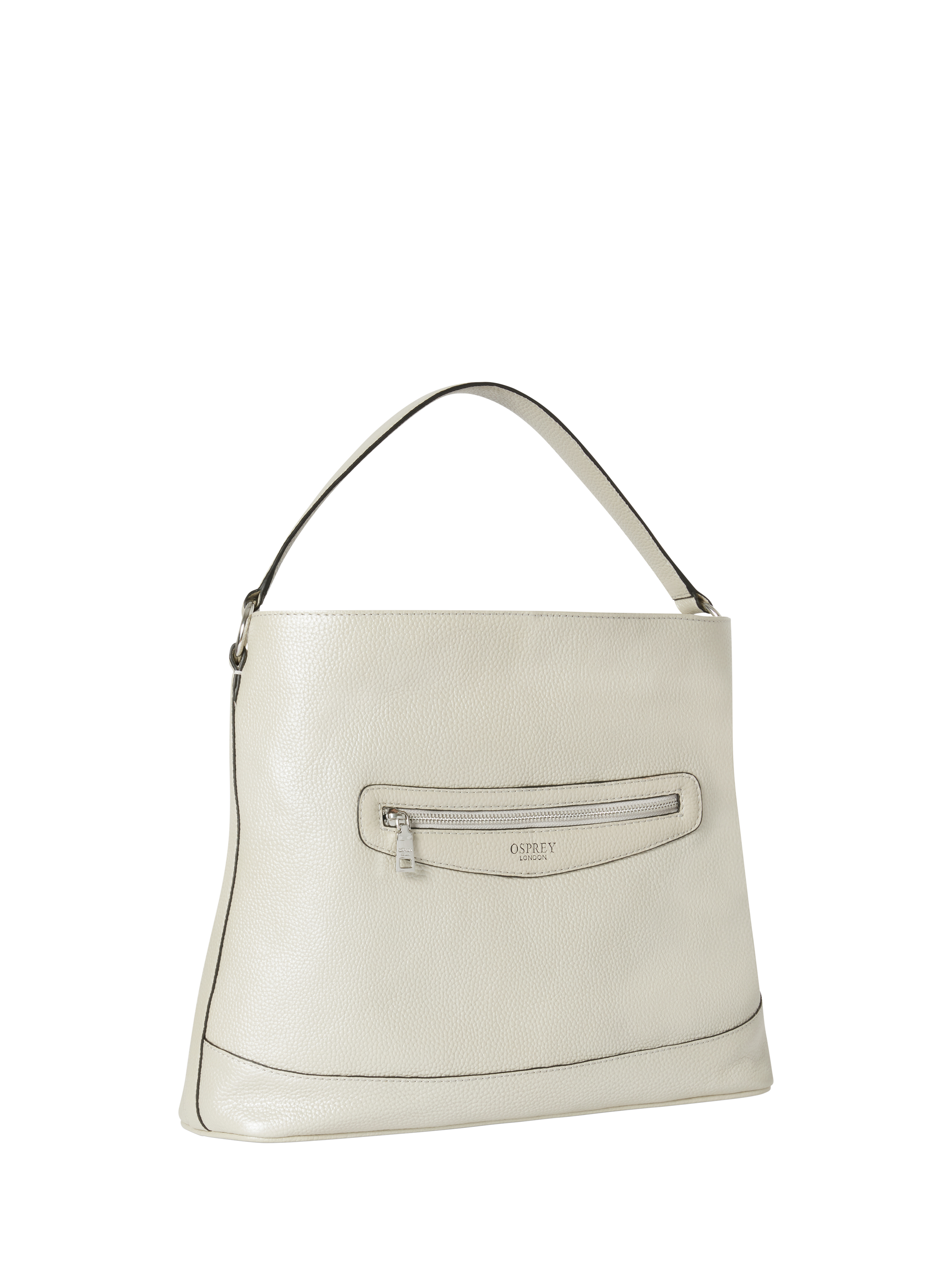 Product image 4 of 6, which shows OSPREY LONDON Hendrix Leather Oversized Hobo Bag, Silver