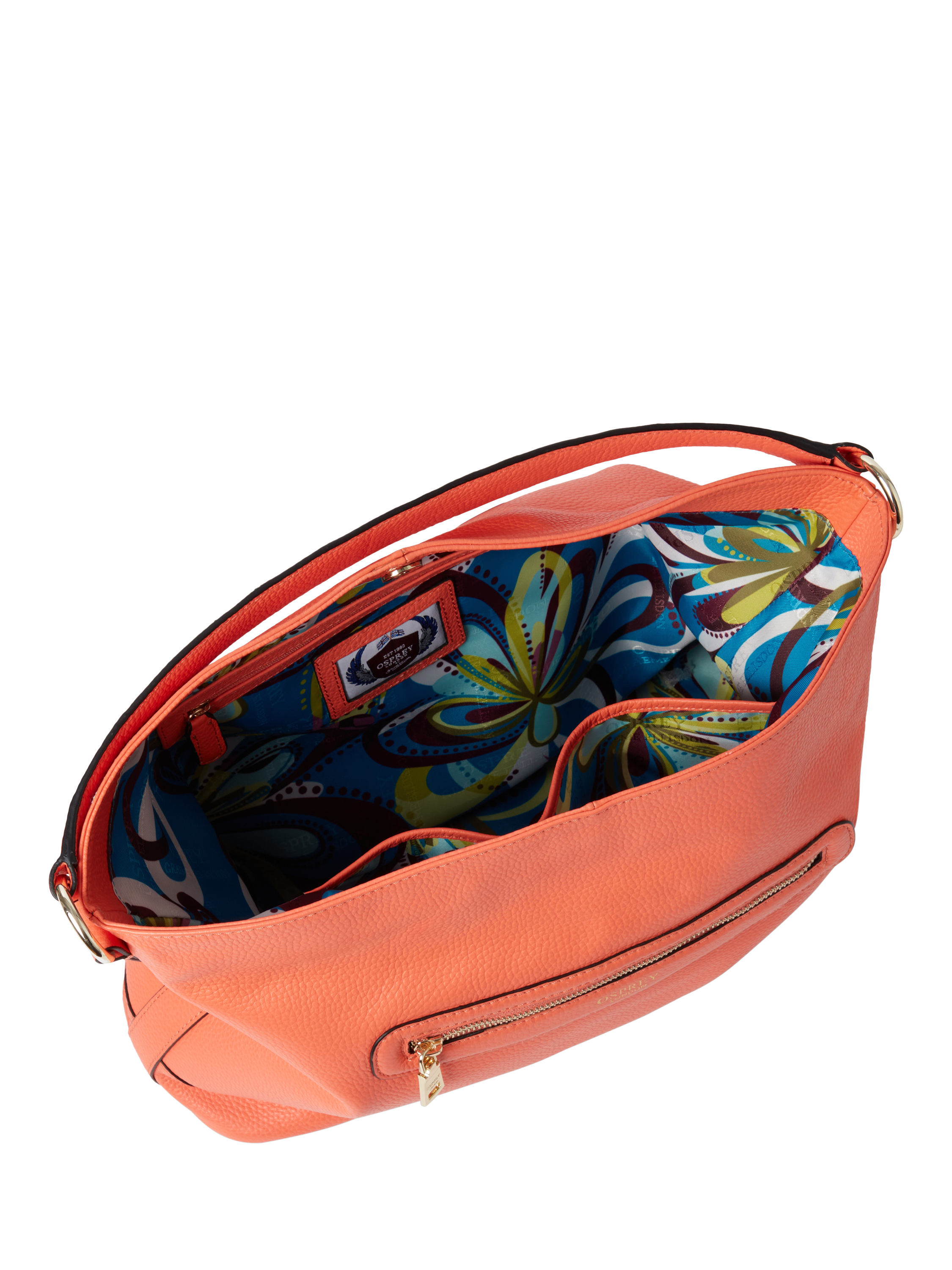 Product image 6 of 6, which shows OSPREY LONDON Hendrix Leather Oversized Hobo Bag, Coral