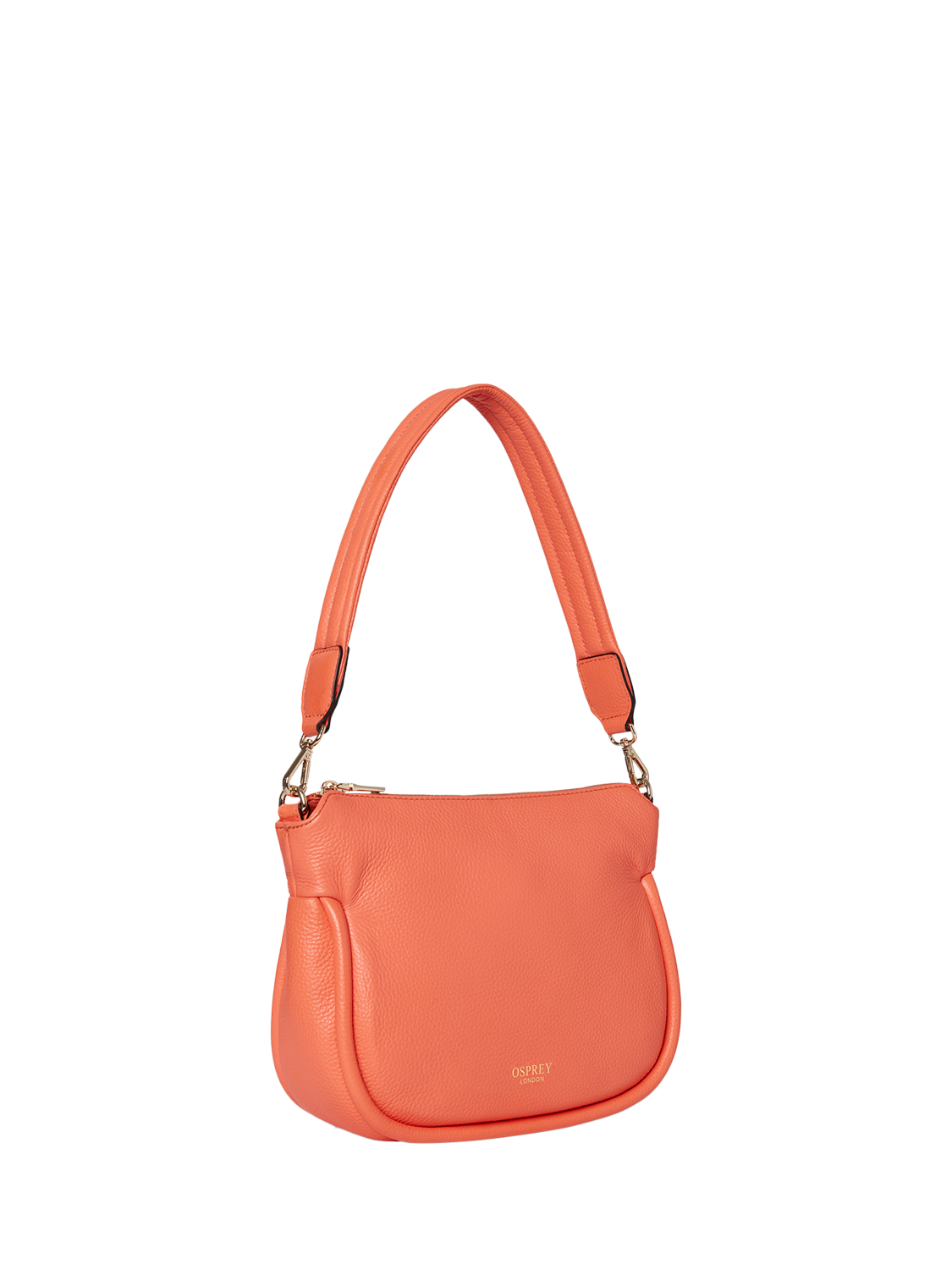 Product image 4 of 6, which shows OSPREY LONDON Hendrix Leather Shoulder Bag, Coral