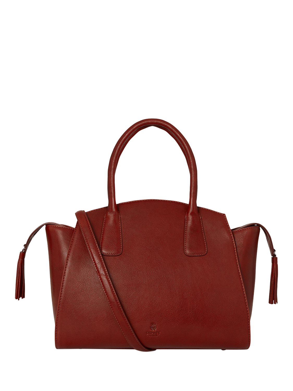 Product image 1 of 6, which shows OSPREY LONDON Hickstead Leather Work Bag, Red