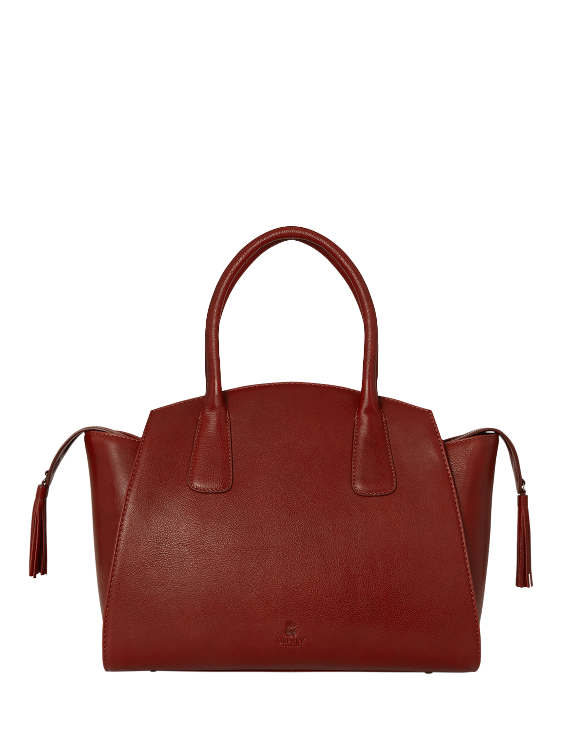 Product image 2 of 6, which shows OSPREY LONDON Hickstead Leather Work Bag, Red