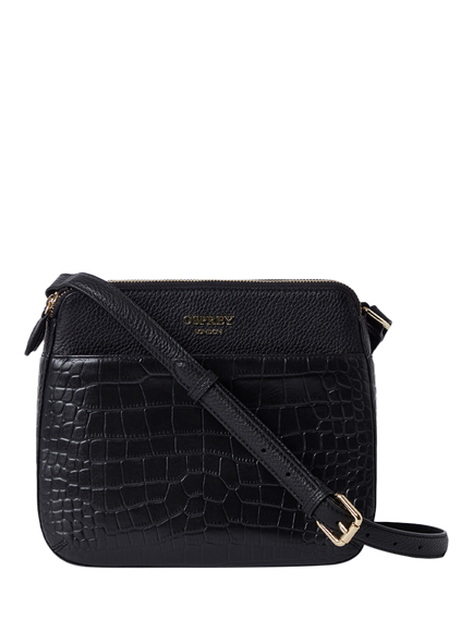 OSPREY LONDON Kellie Croc Leather Crossbody Bag, Black