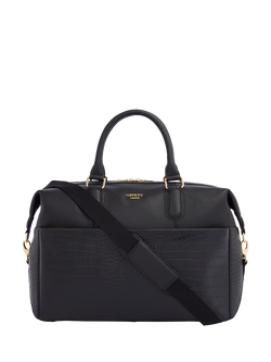 OSPREY LONDON Kellie Croc Leather Weekender Bag, Black
