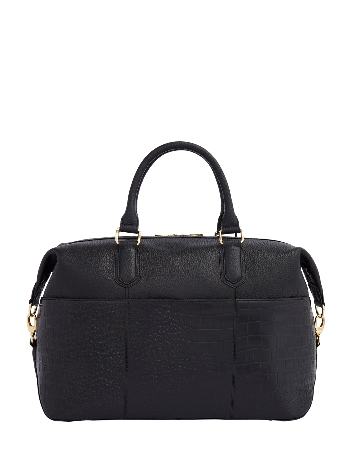 Product image 3 of 6, which shows OSPREY LONDON Kellie Croc Leather Weekender Bag, Black