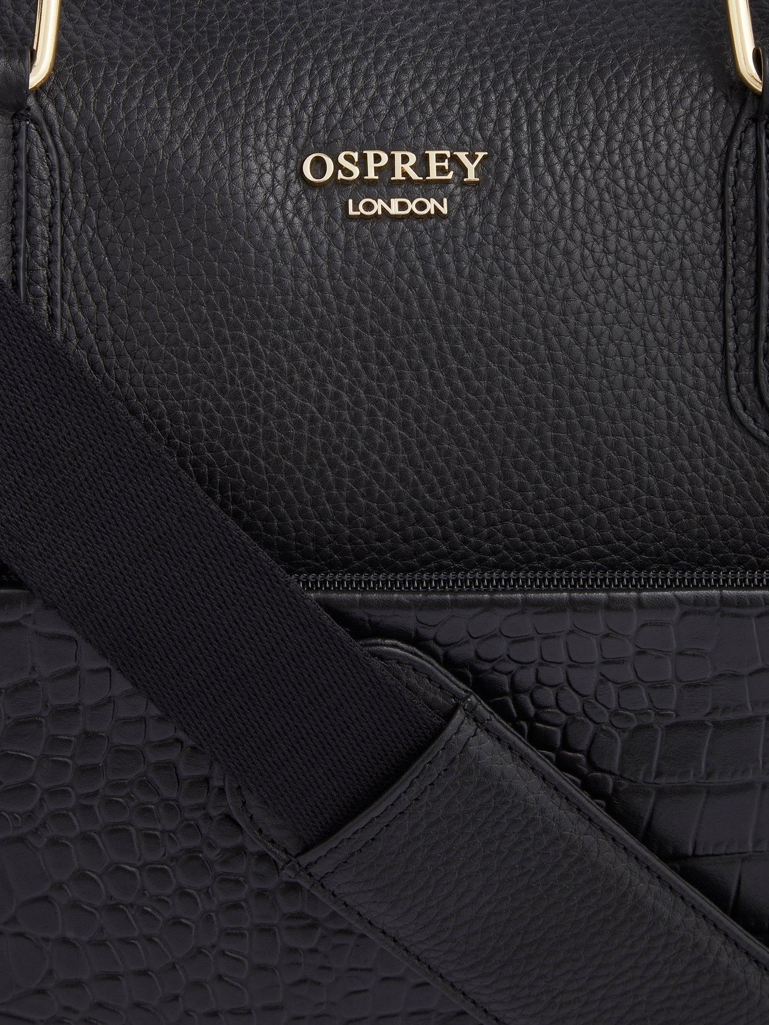 Product image 5 of 6, which shows OSPREY LONDON Kellie Croc Leather Weekender Bag, Black