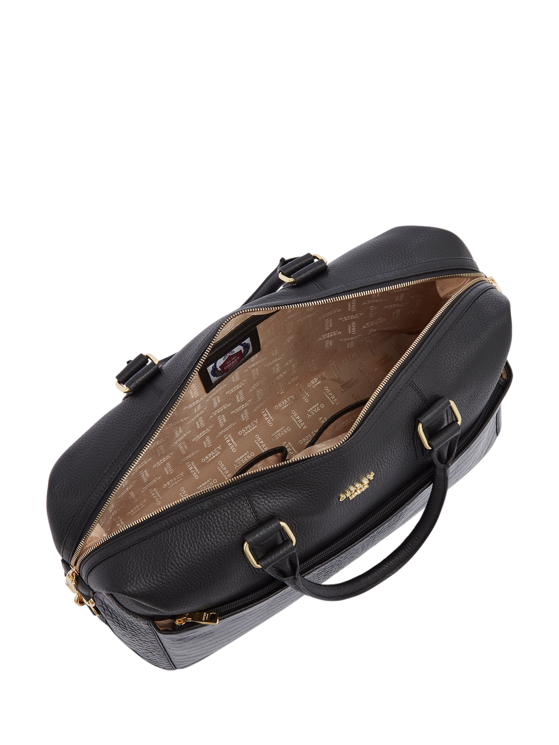 Product image 6 of 6, which shows OSPREY LONDON Kellie Croc Leather Weekender Bag, Black