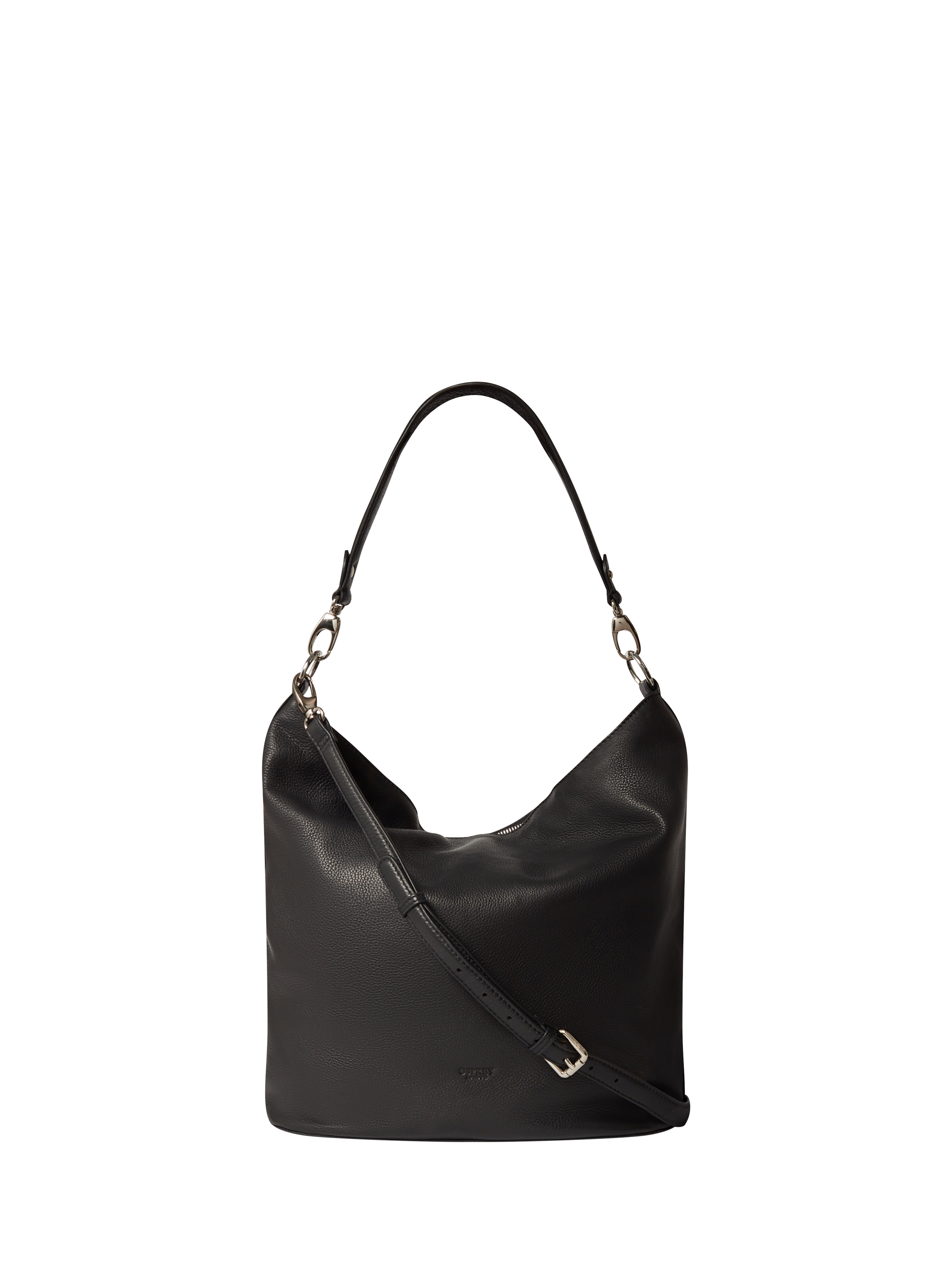 Product image 1 of 5, which shows OSPREY LONDON Kelso Leather Large Hobo Bag, Black