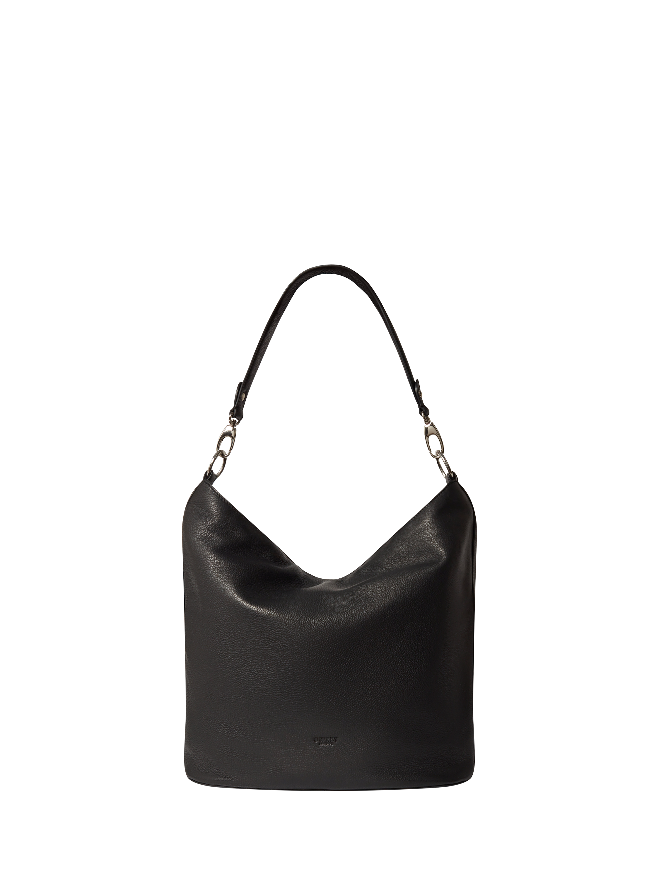 Product image 2 of 5, which shows OSPREY LONDON Kelso Leather Large Hobo Bag, Black