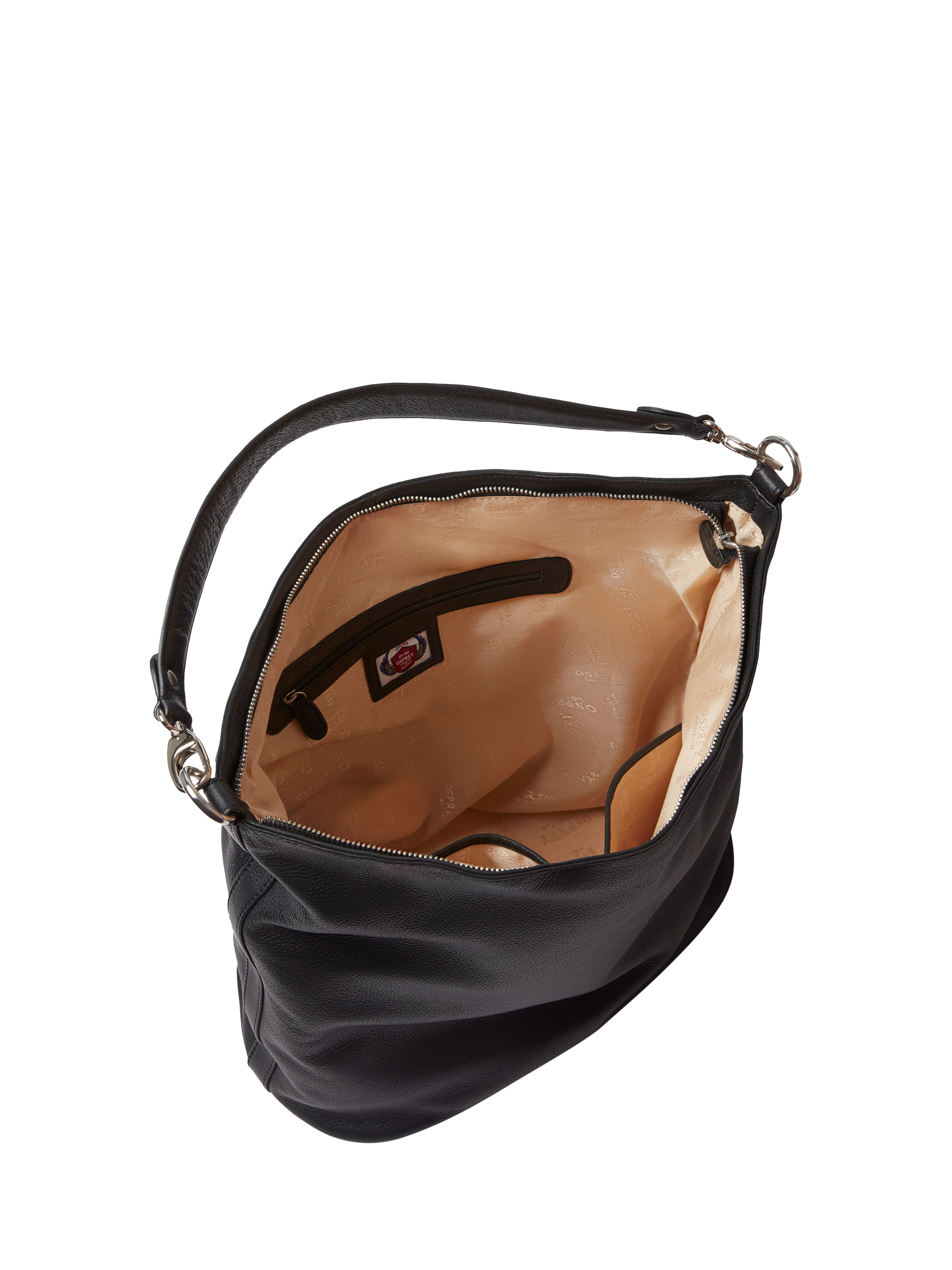 Product image 5 of 5, which shows OSPREY LONDON Kelso Leather Large Hobo Bag, Black