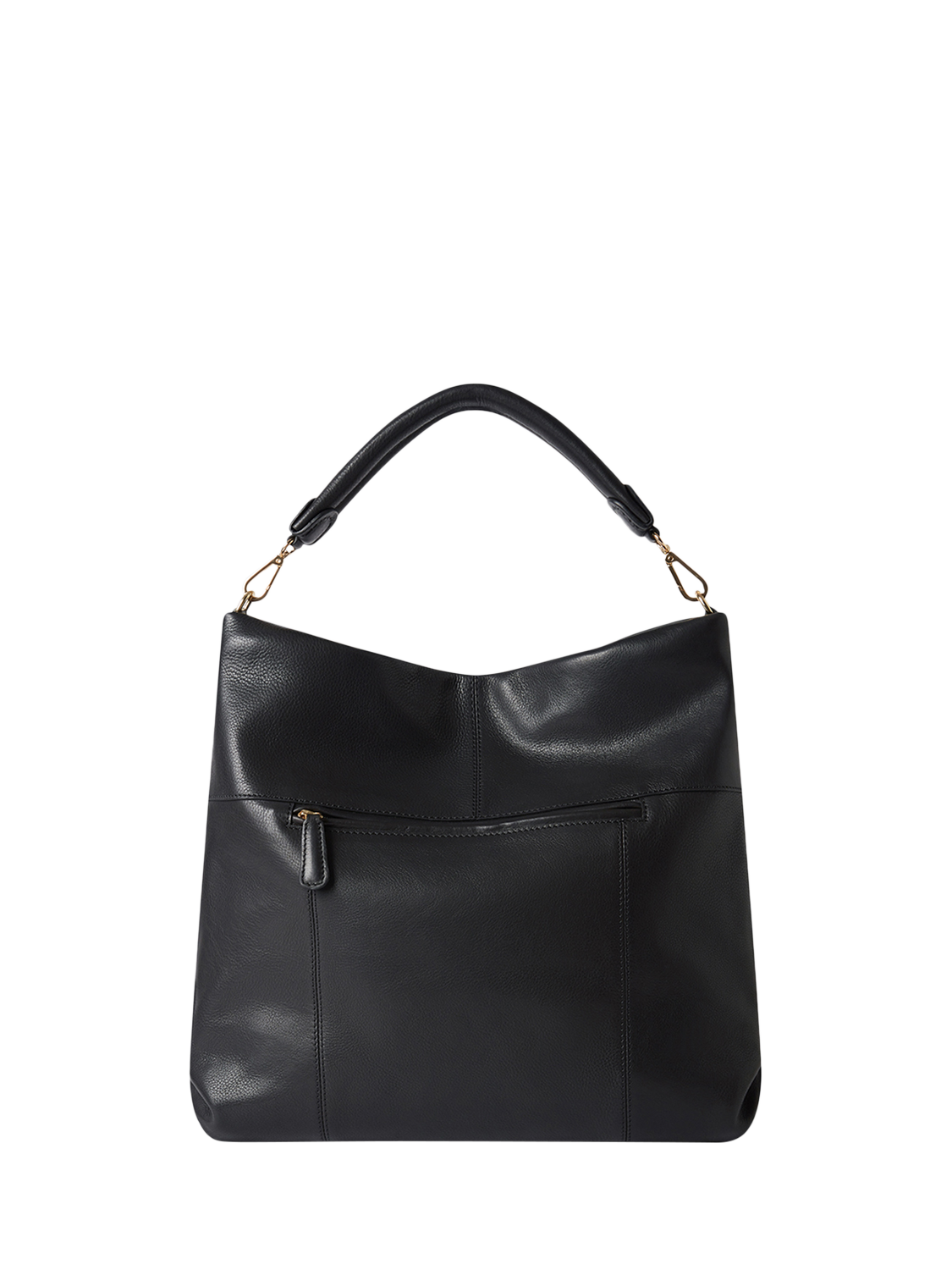 Product image 2 of 6, which shows OSPREY LONDON Carina Large Leather Hobo Bag, Black