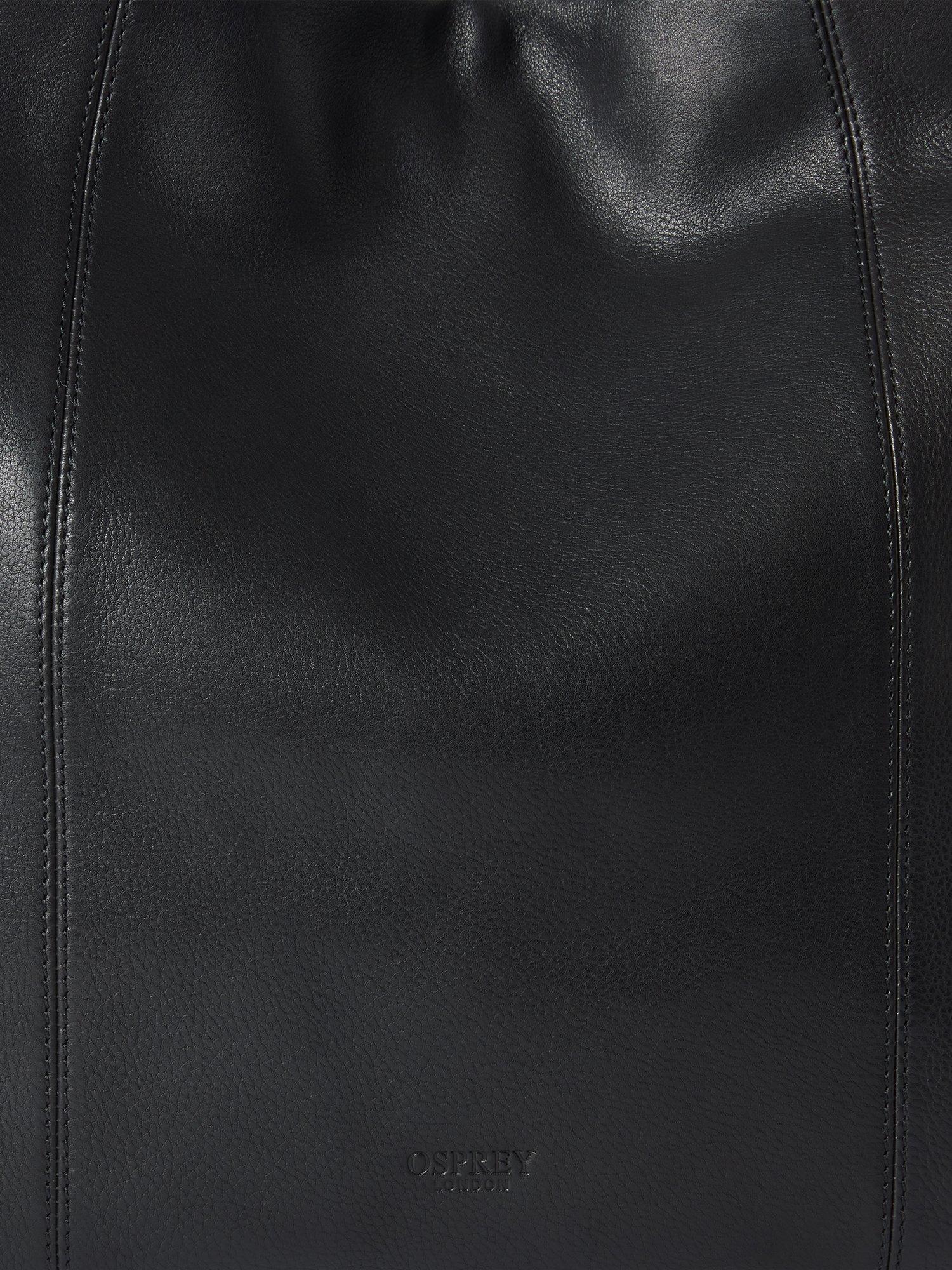 Product image 4 of 6, which shows OSPREY LONDON Carina Large Leather Hobo Bag, Black