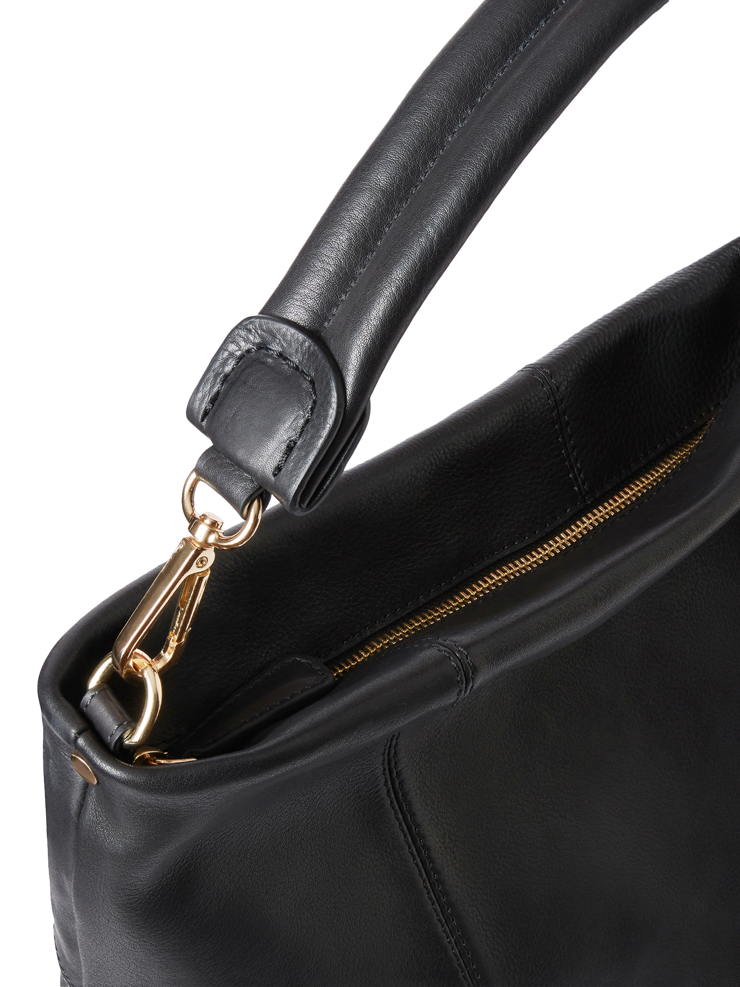 Product image 5 of 6, which shows OSPREY LONDON Carina Large Leather Hobo Bag, Black