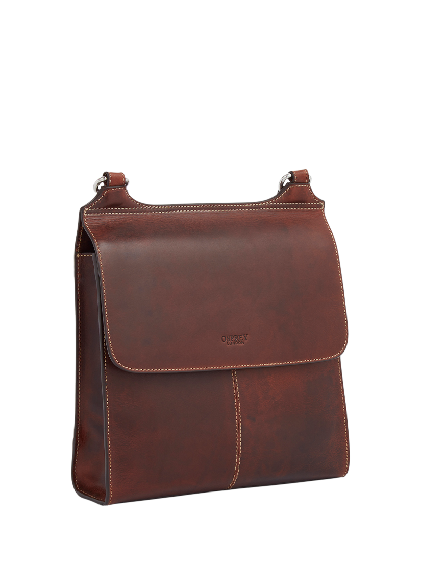 Product image 2 of 4, which shows OSPREY LONDON Narissa Leather Large Crossbody Bag, Chestnut