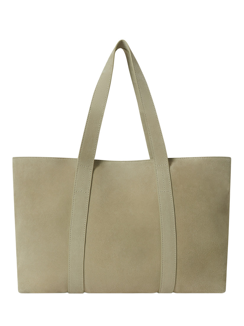 Product image 3 of 6, which shows OSPREY LONDON Large Suede Shopper Tote Bag, Pistachio