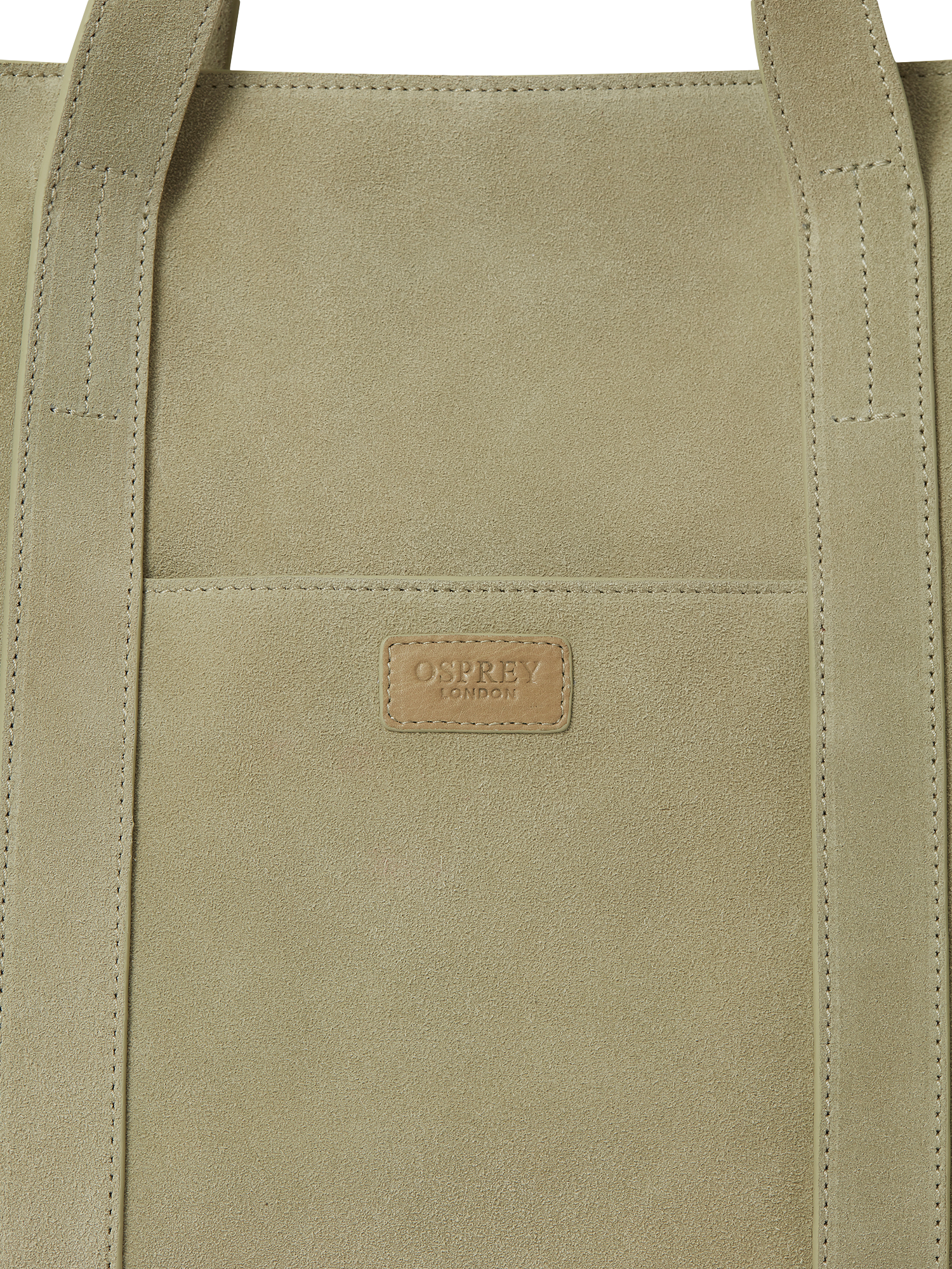 Product image 5 of 6, which shows OSPREY LONDON Large Suede Shopper Tote Bag, Pistachio