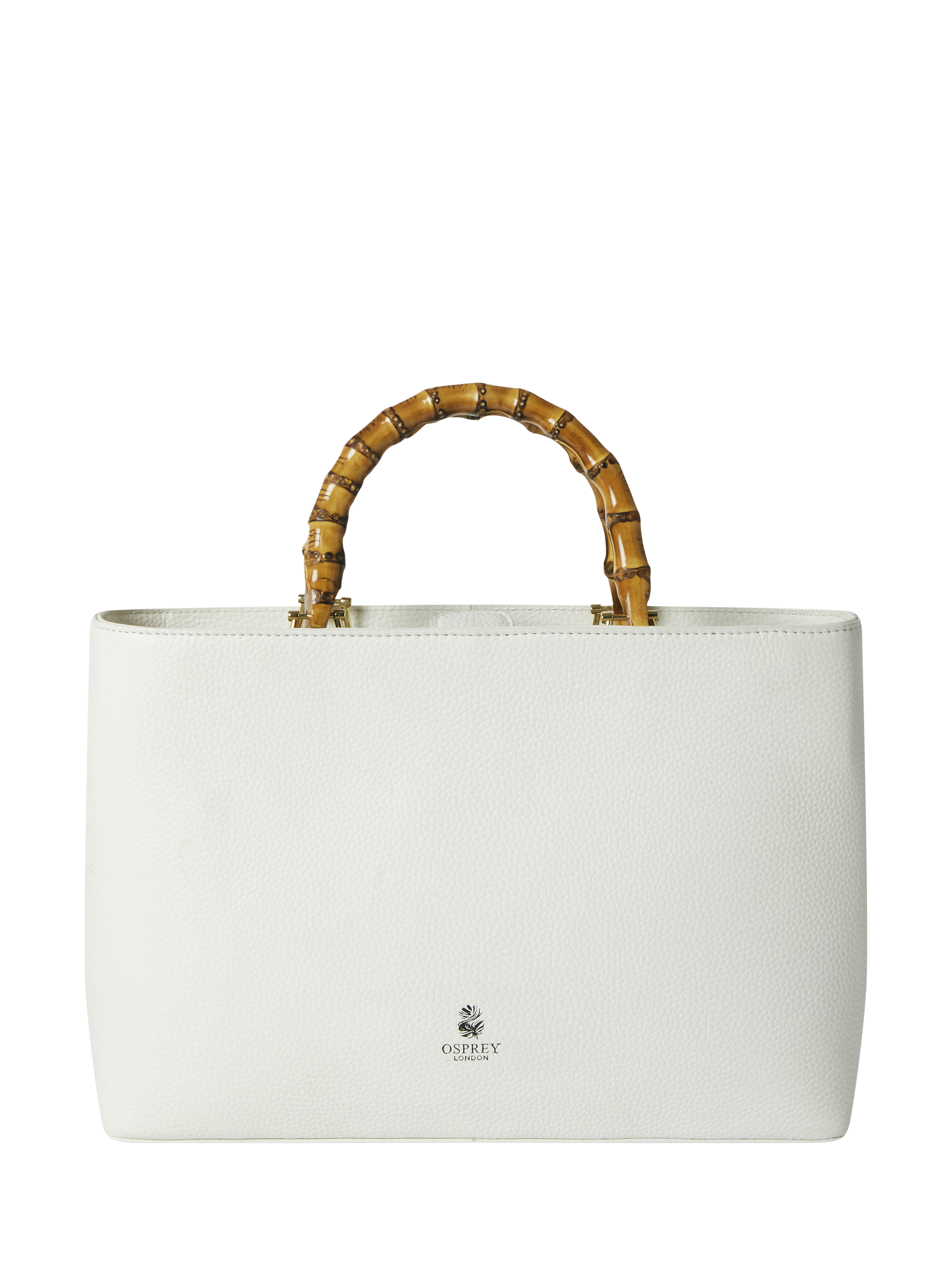 Product image 1 of 5, which shows OSPREY LONDON Clio Leather Medium Grab Bag, White