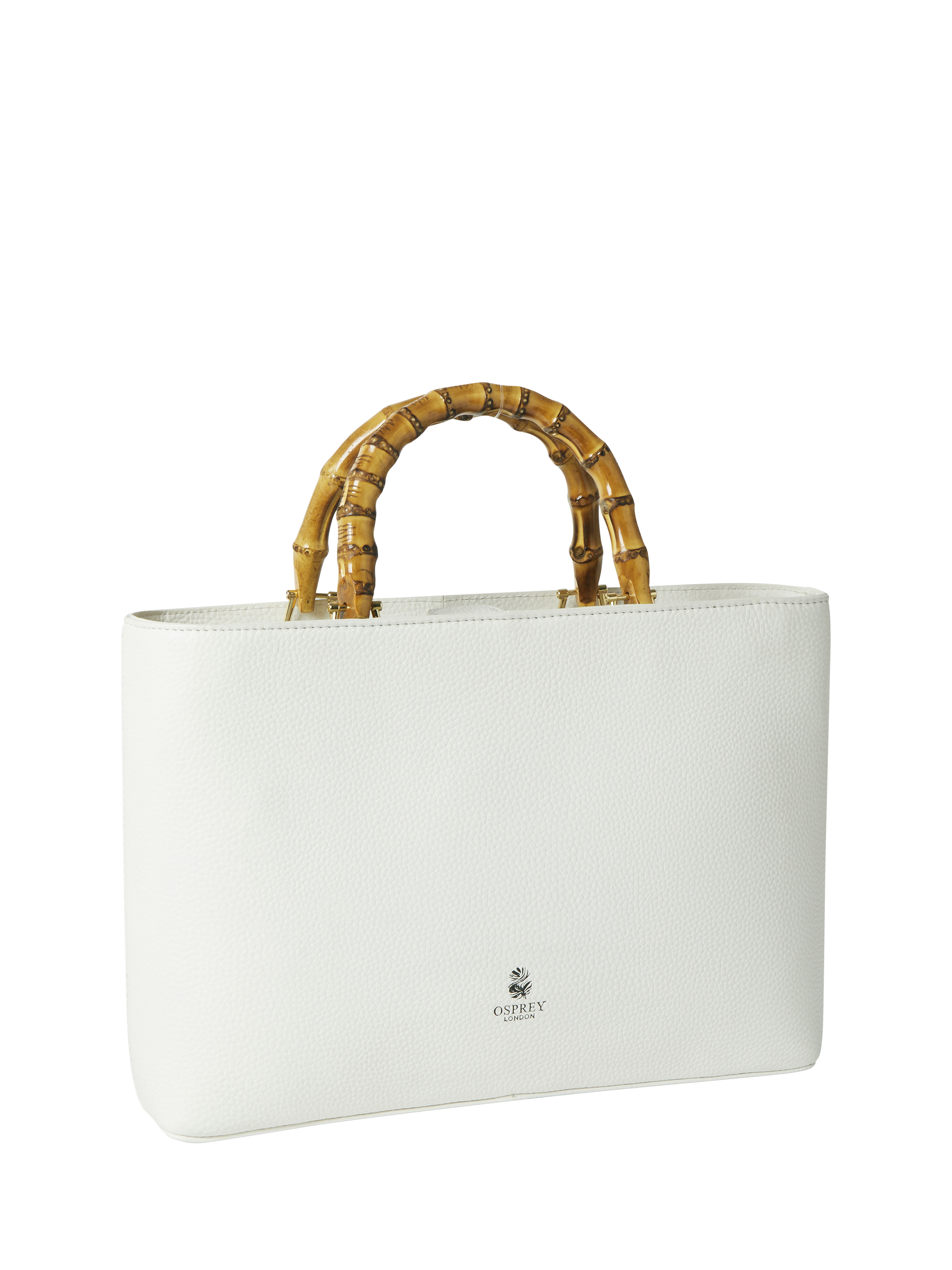 Product image 3 of 5, which shows OSPREY LONDON Clio Leather Medium Grab Bag, White