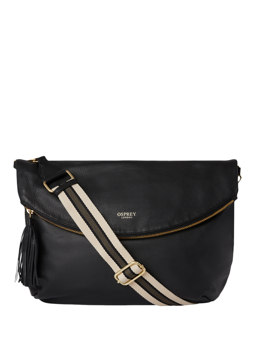Product image 1 of 5, which shows OSPREY LONDON Milano Leather Crossbody Bag, Black